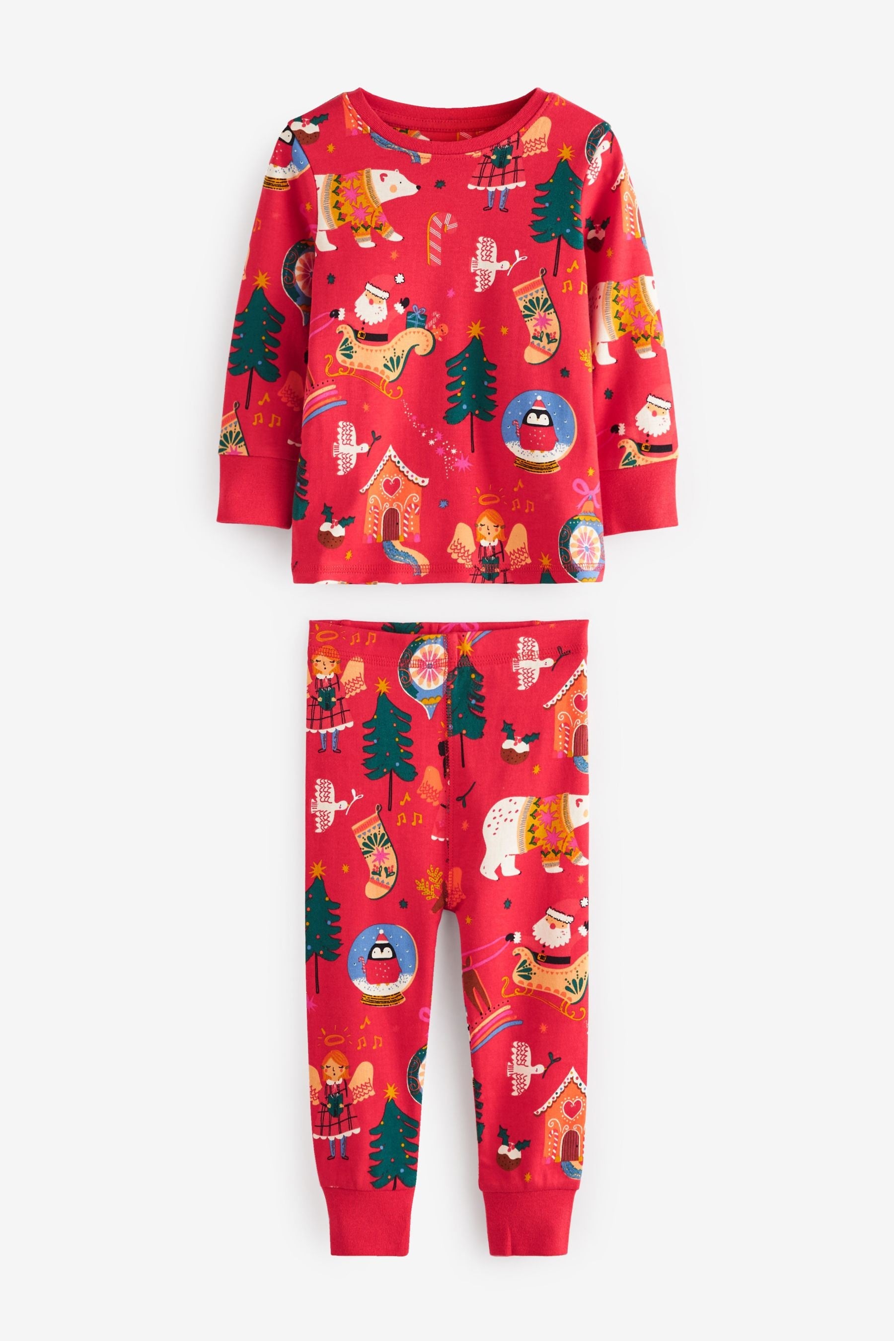 Red Christmas Printed Long Sleeve Pyjamas (9mths-12yrs)