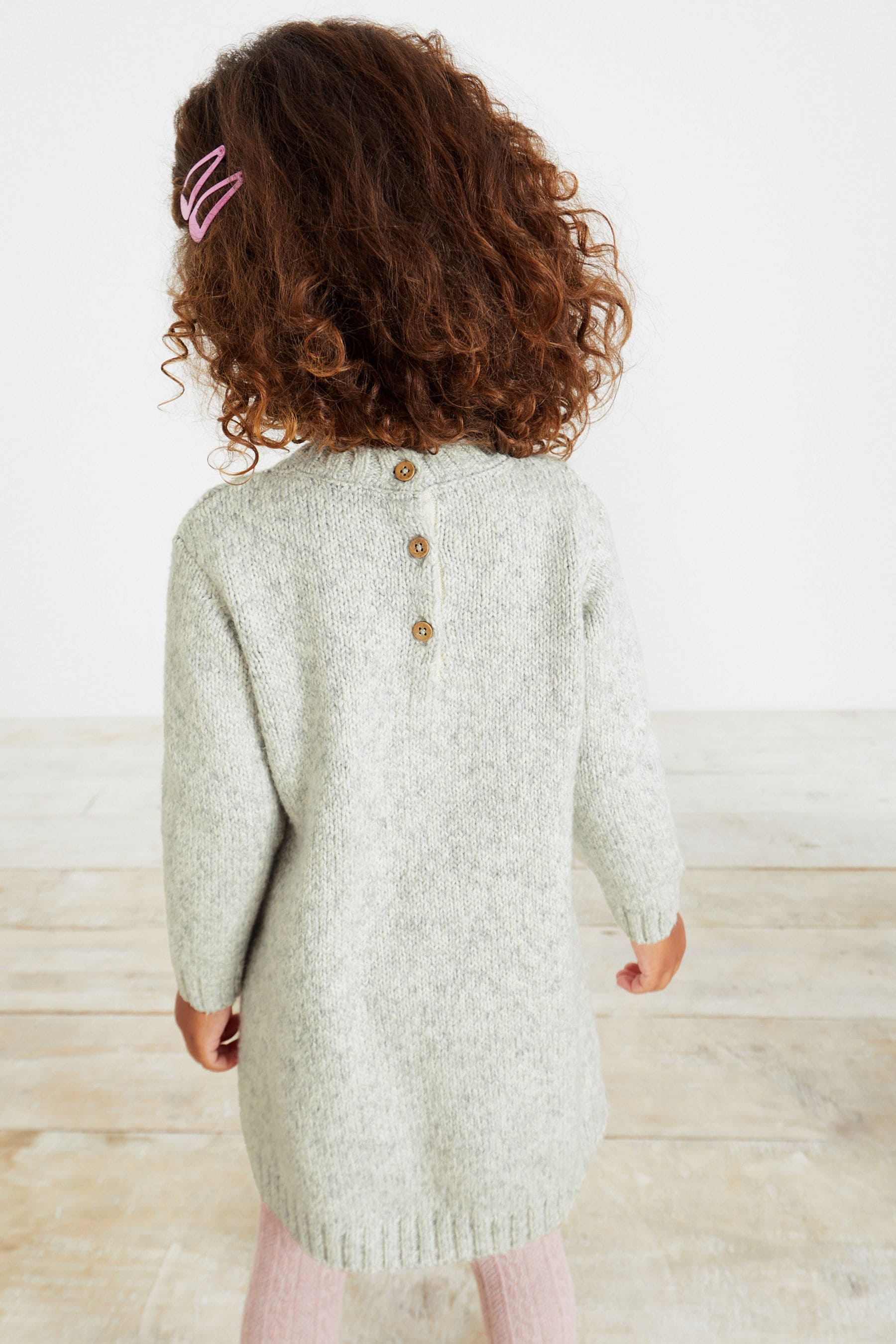 Neutral Embroidered Knitted Dress (3mths-7yrs)