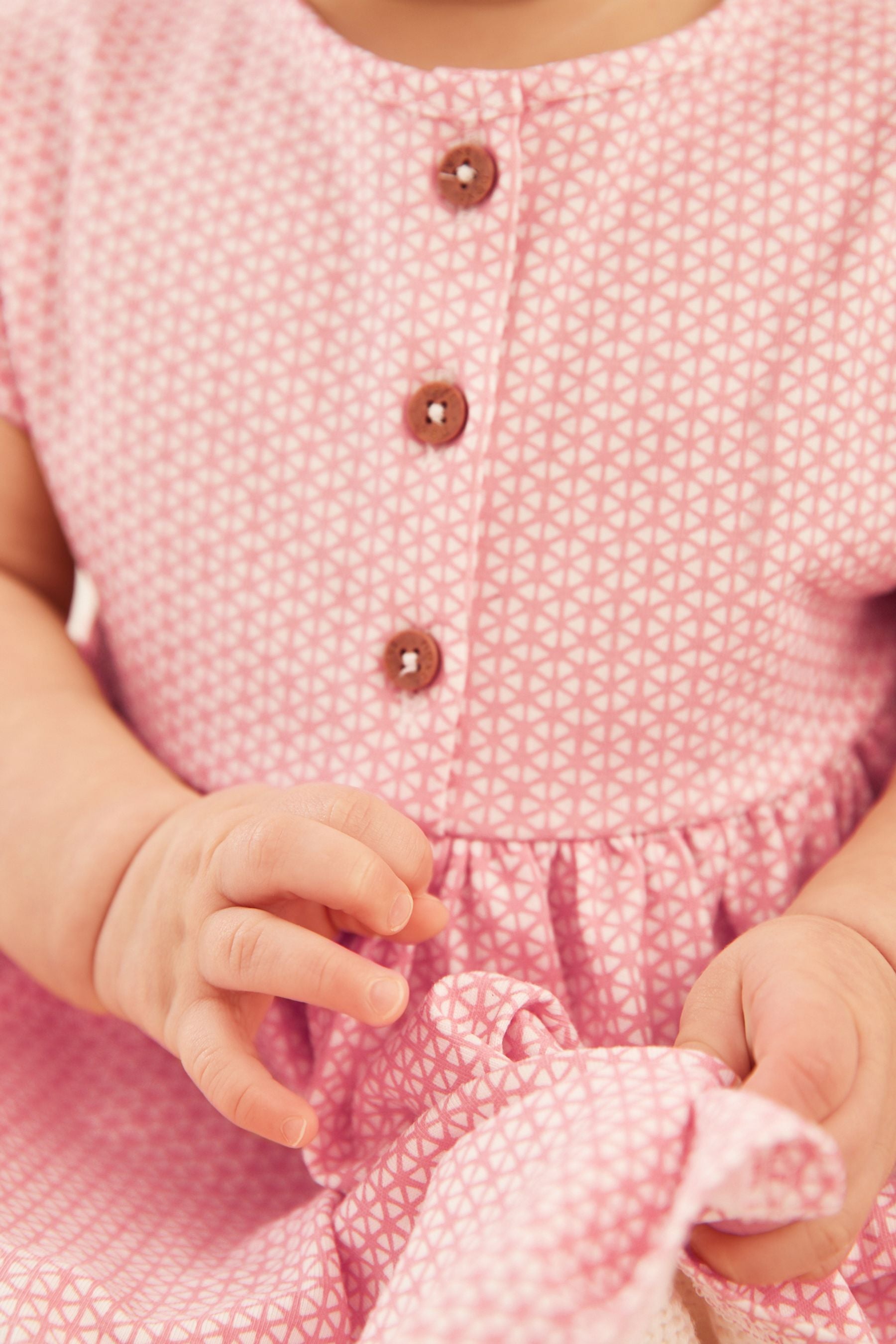 Pink Baby Geometric Print Dress (0mths-2yrs)