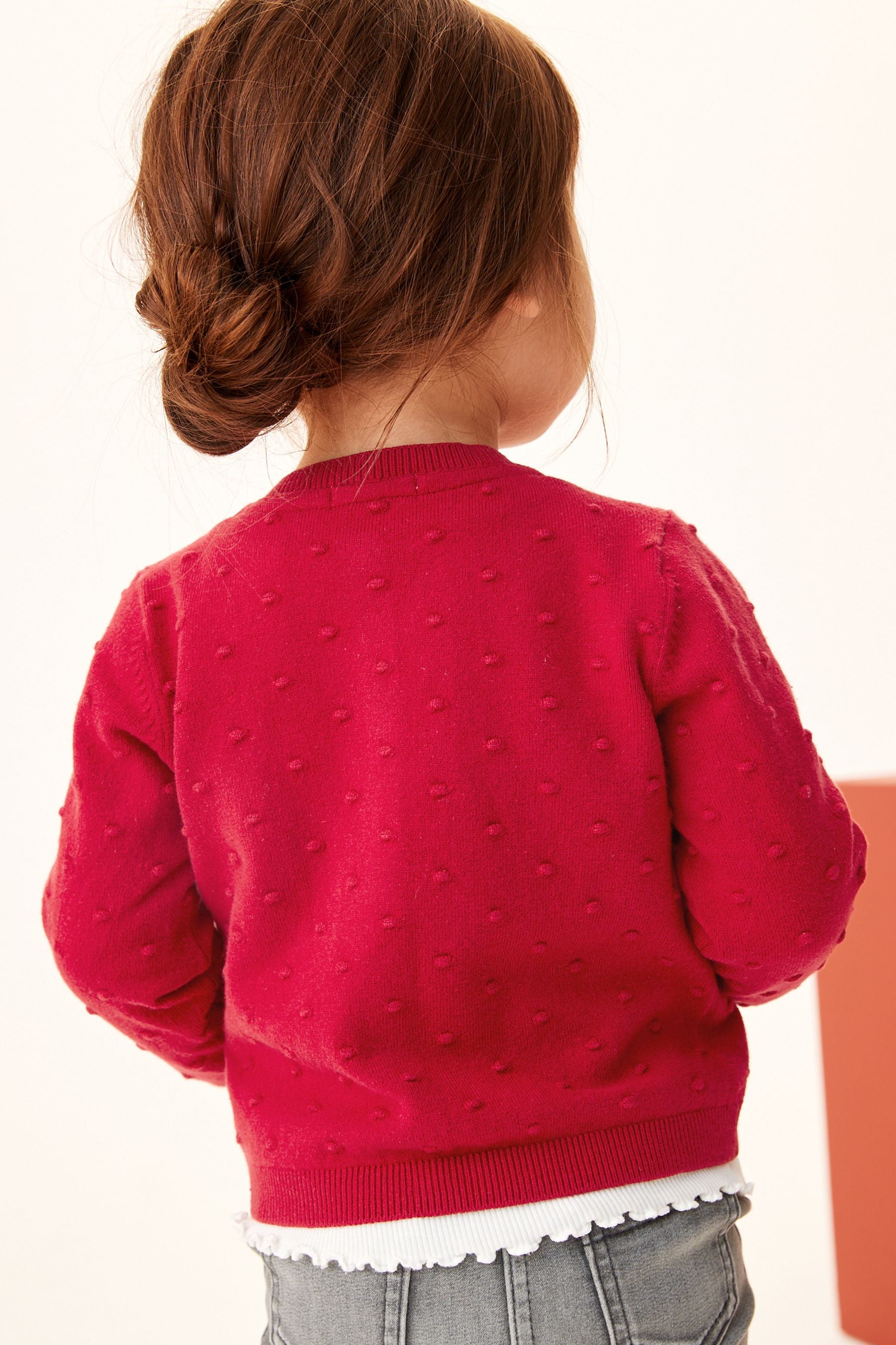 Red Bobble Cardigan (3mths-10yrs)