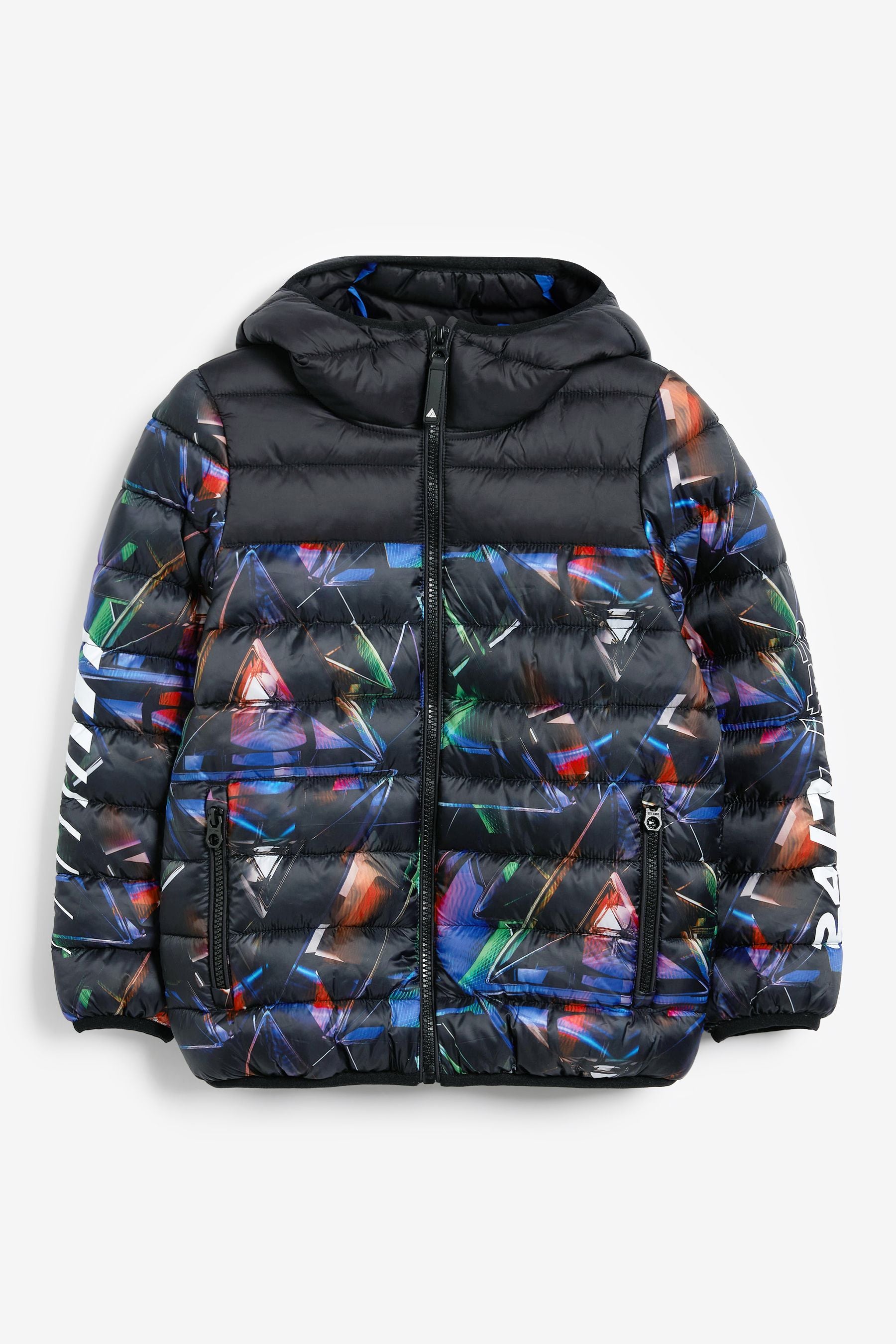 Black Galactic Print Puffer Jacket (3-17yrs)