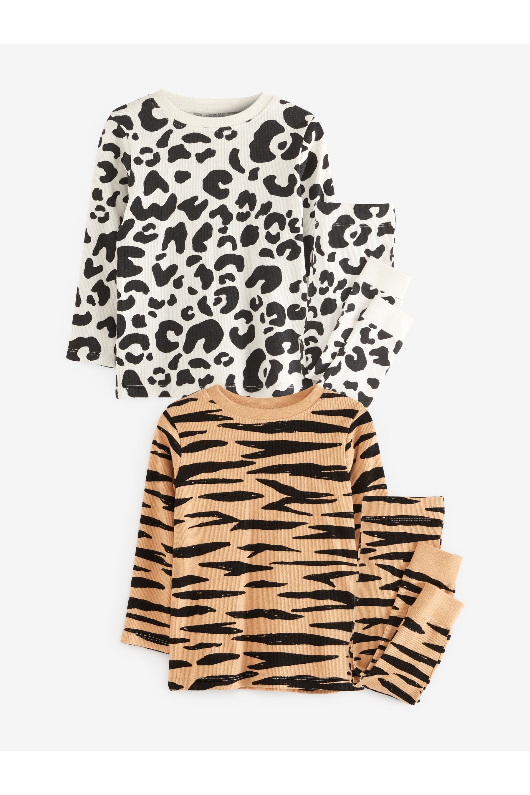 Animal Print Myleene Klass Kids Animal Print Rib Pyjamas 2 Pack