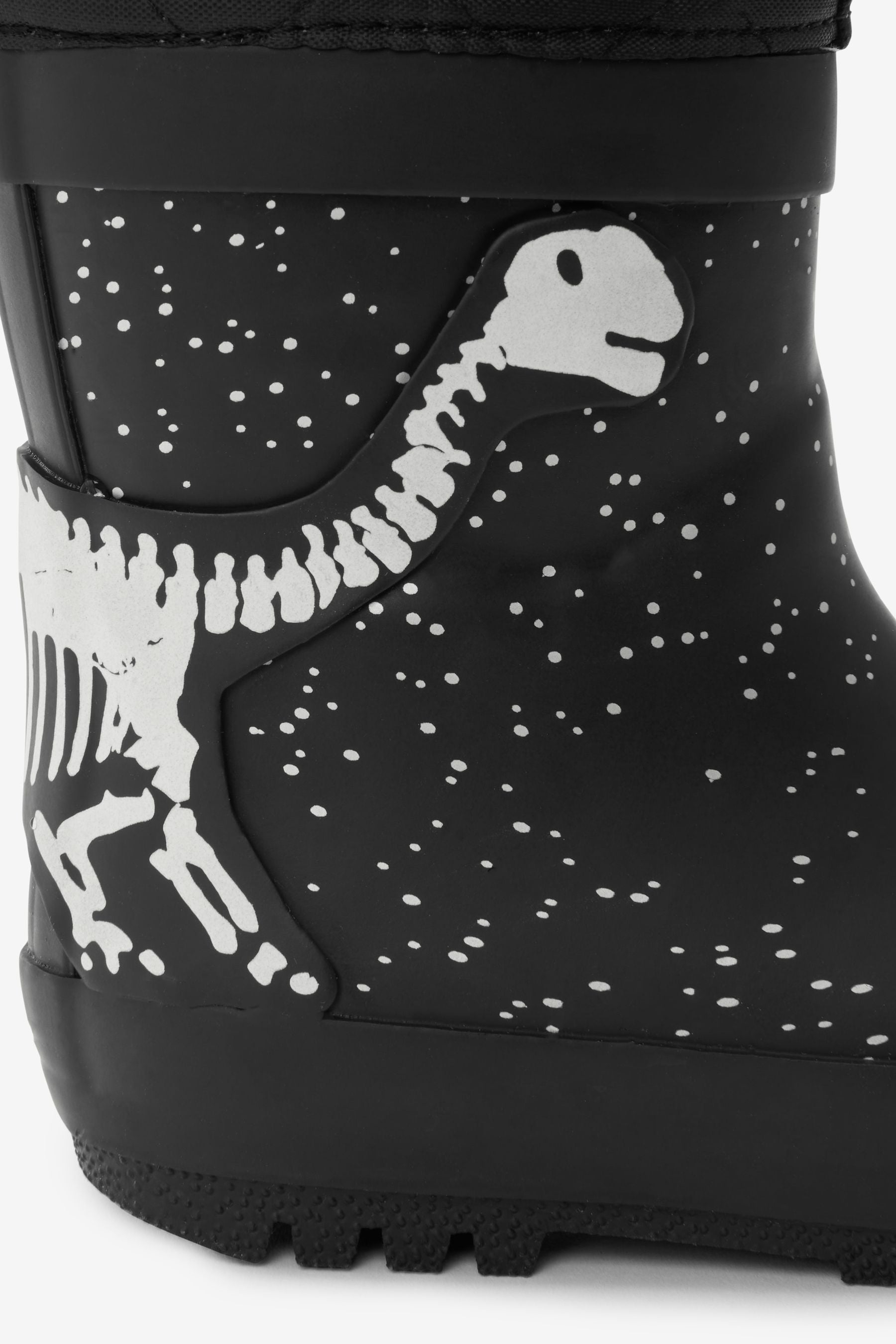 Black Glow In The Dark Dino Thermal Thinsulate Lined Cuff Wellies