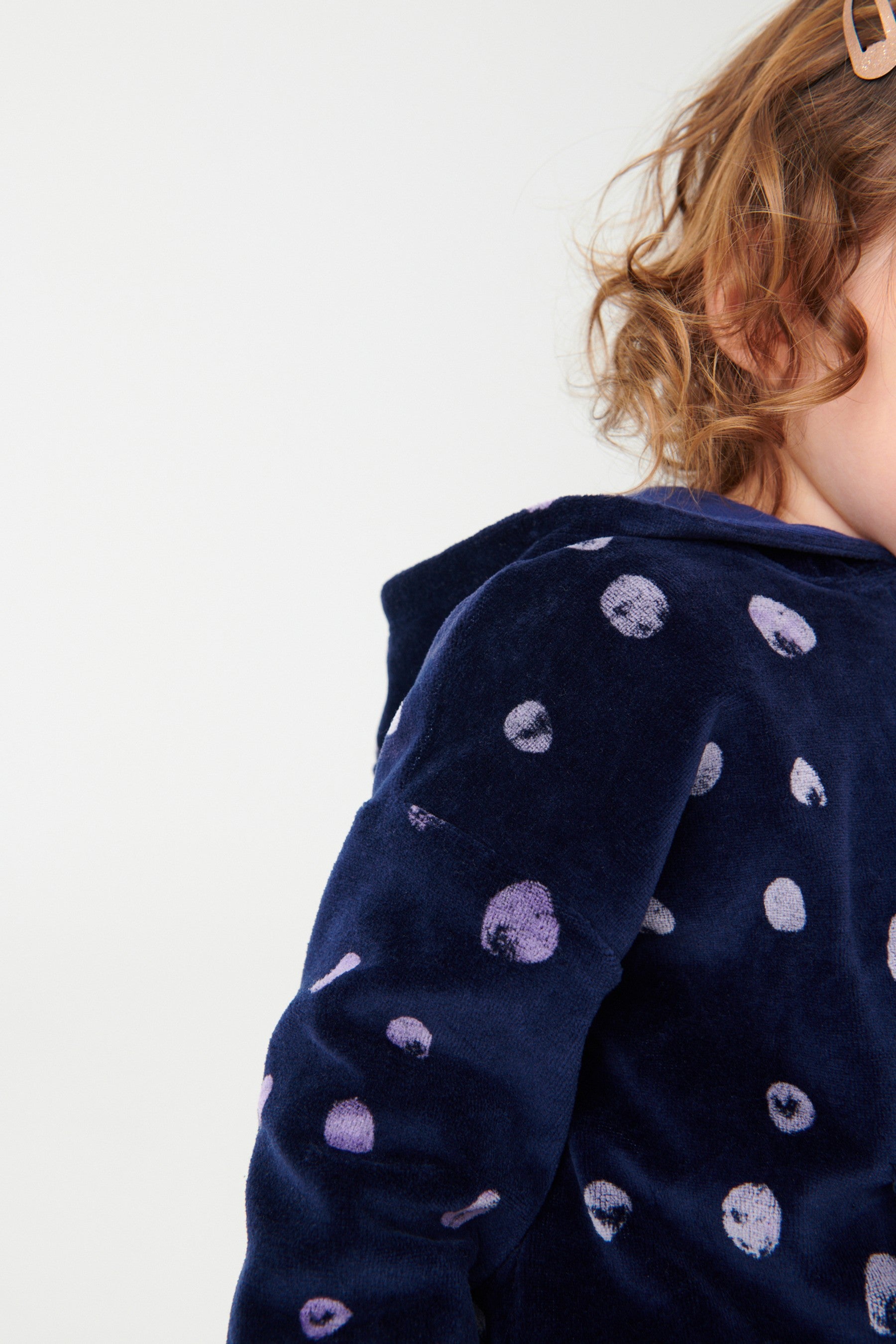 Navy Spot Hooded Velour Set (3mths-7yrs)