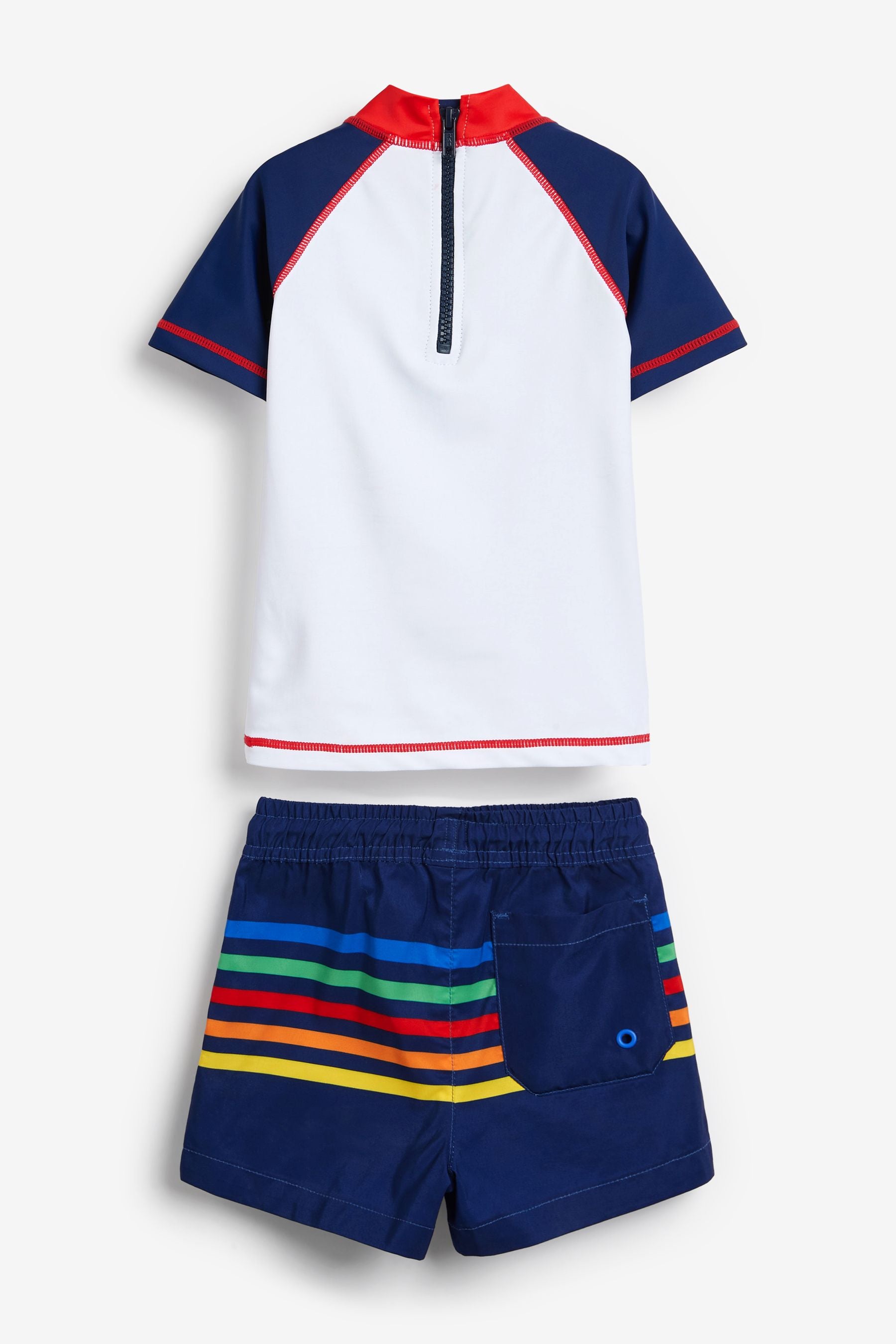 Navy Blue Rainbow Whale 2 Piece Rash Vest And Shorts Set (3mths-7yrs)