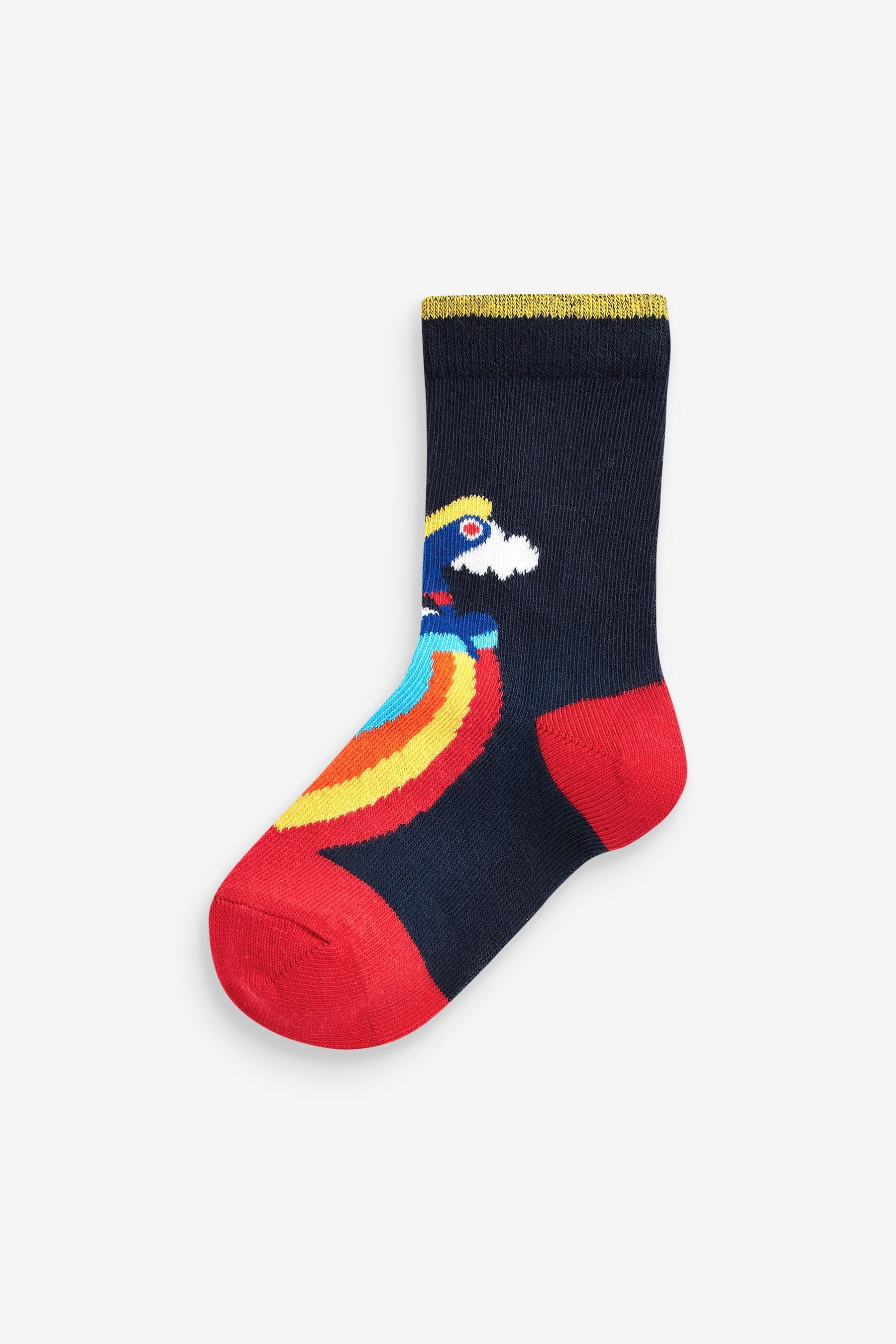 Rainbow Stripe Transport Cotton Rich Socks 7 Pack