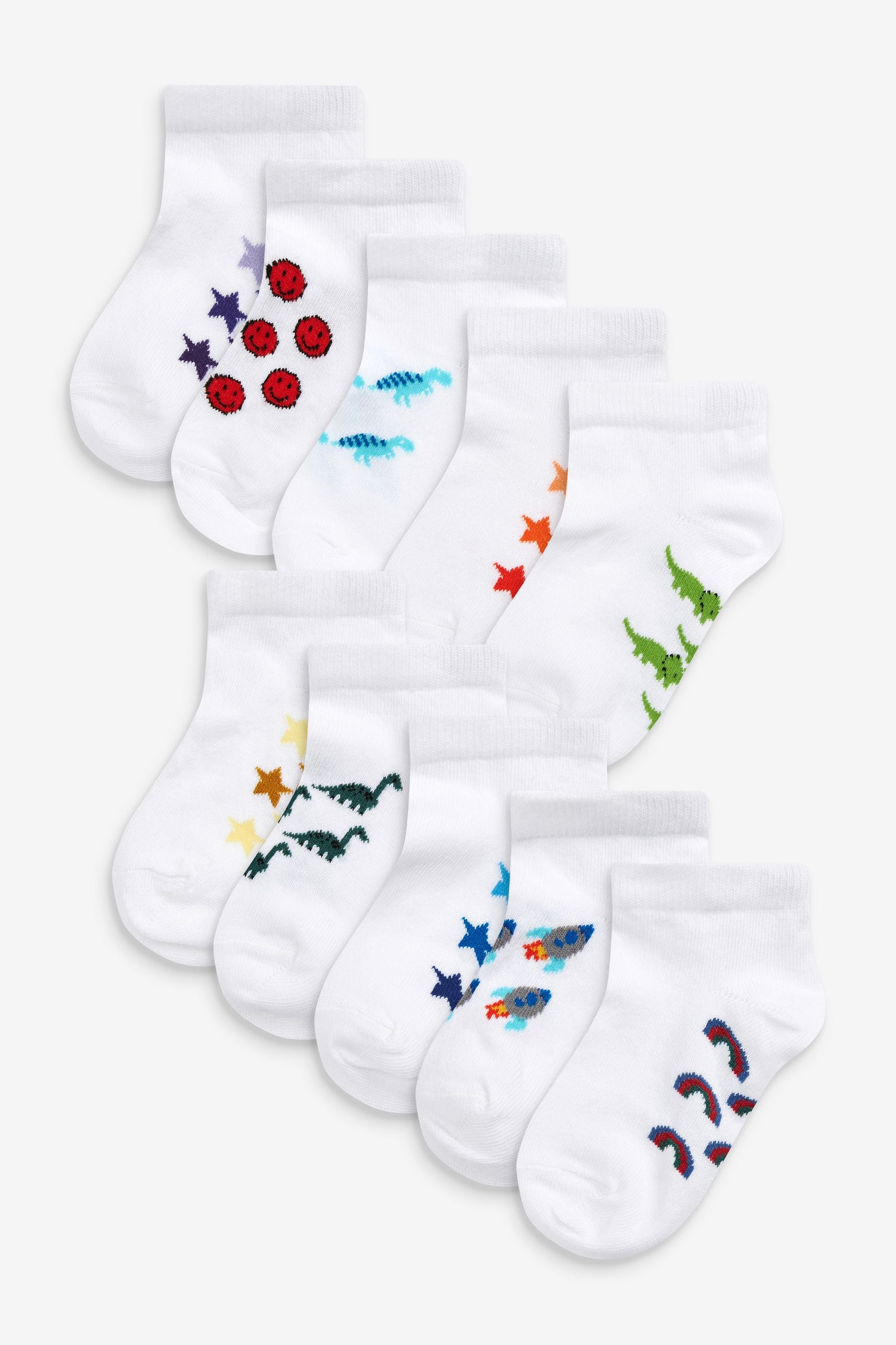 White Character 10 Pack Cotton Rich Trainer Socks