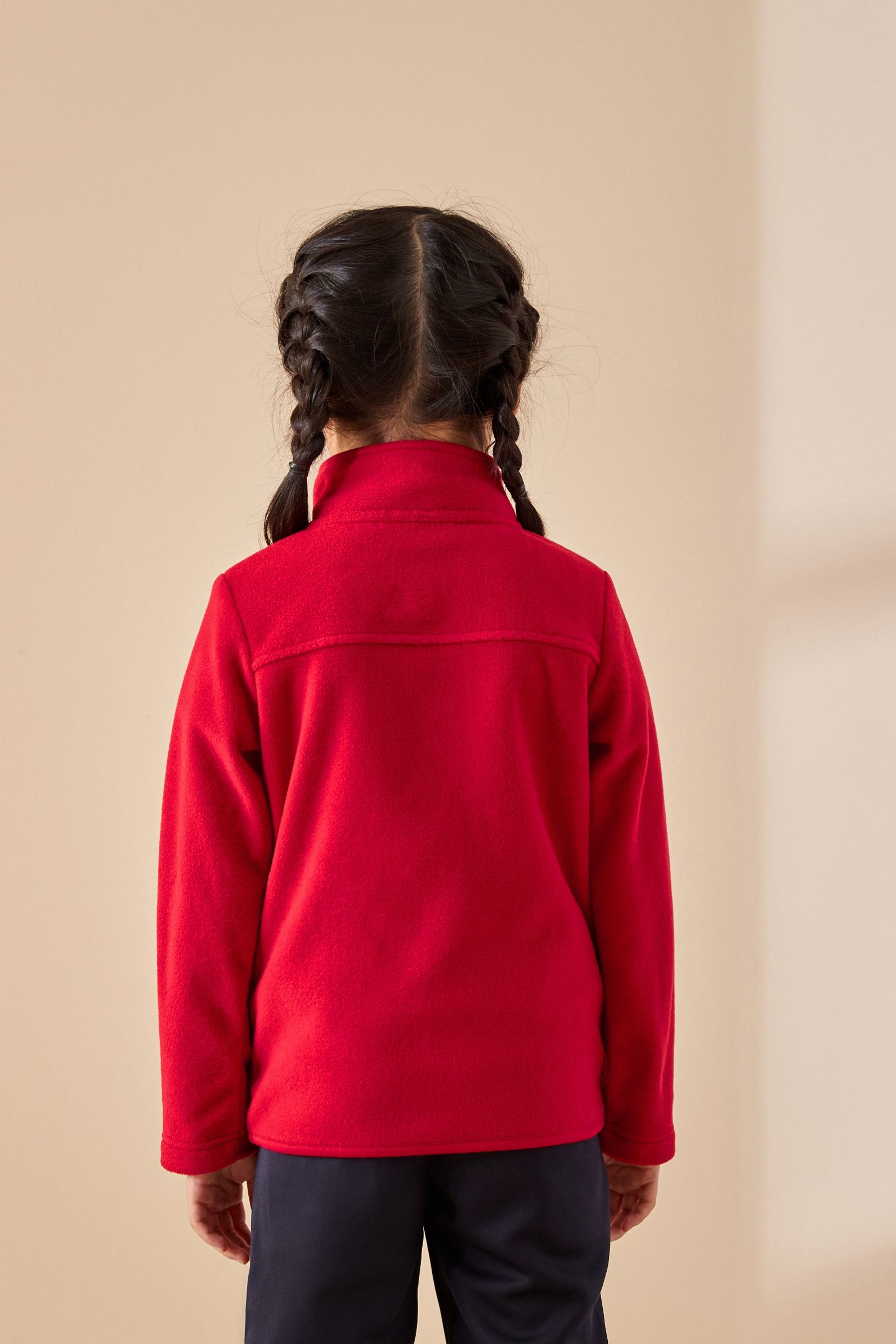 Red Zip-Up Fleece Jacket With Pockets (3-16yrs)