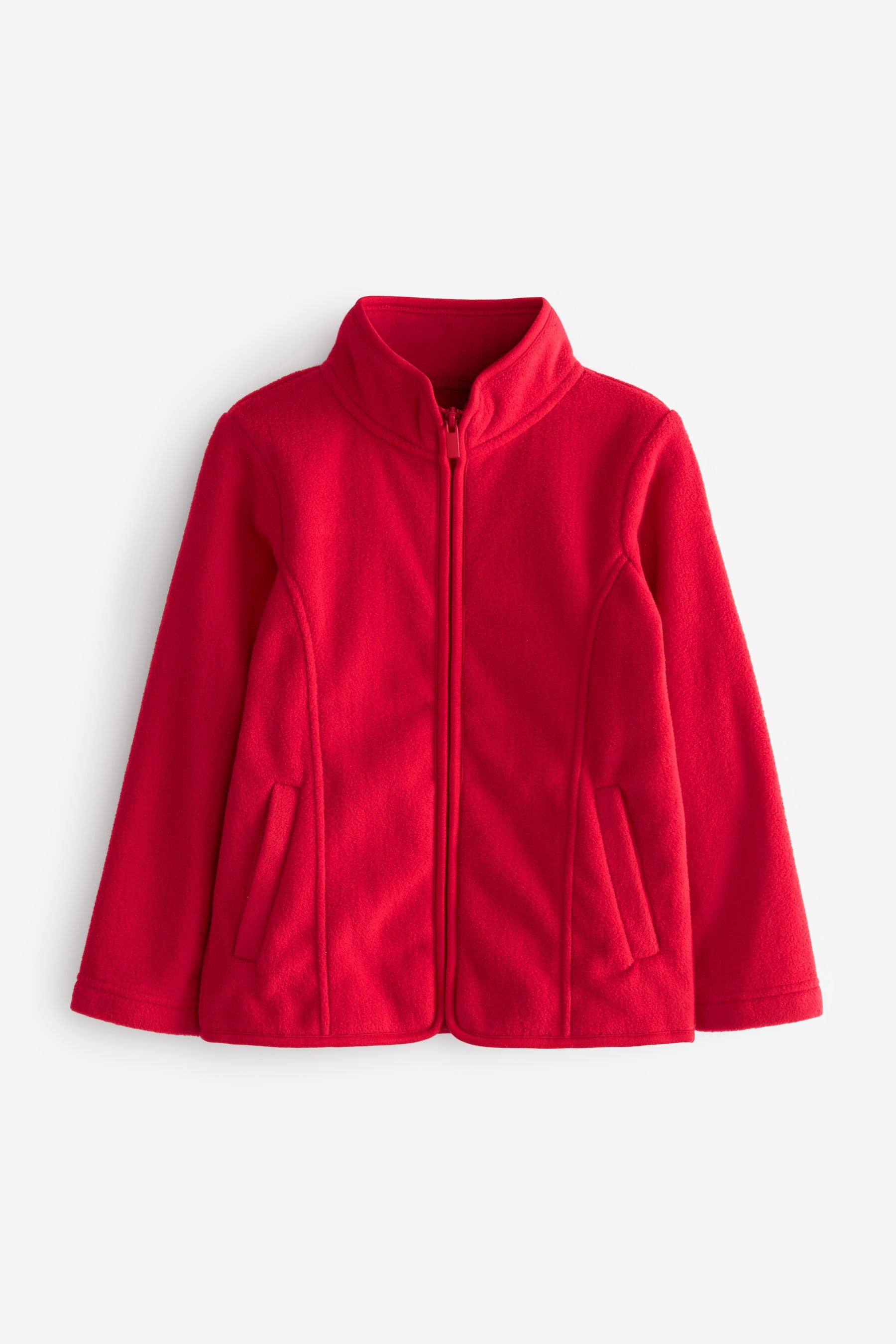 Red Zip-Up Fleece Jacket With Pockets (3-16yrs)