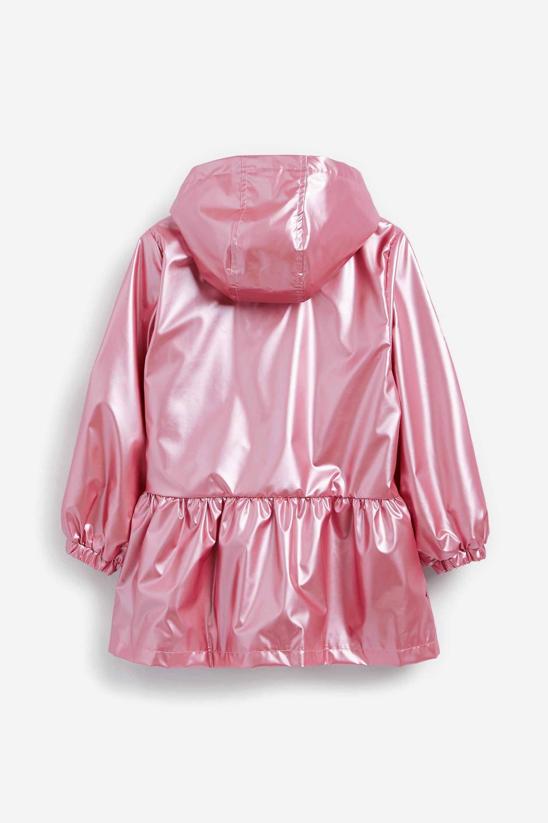 Pink Shower Resistant Metallic Frill Hem Mac (3-16yrs)