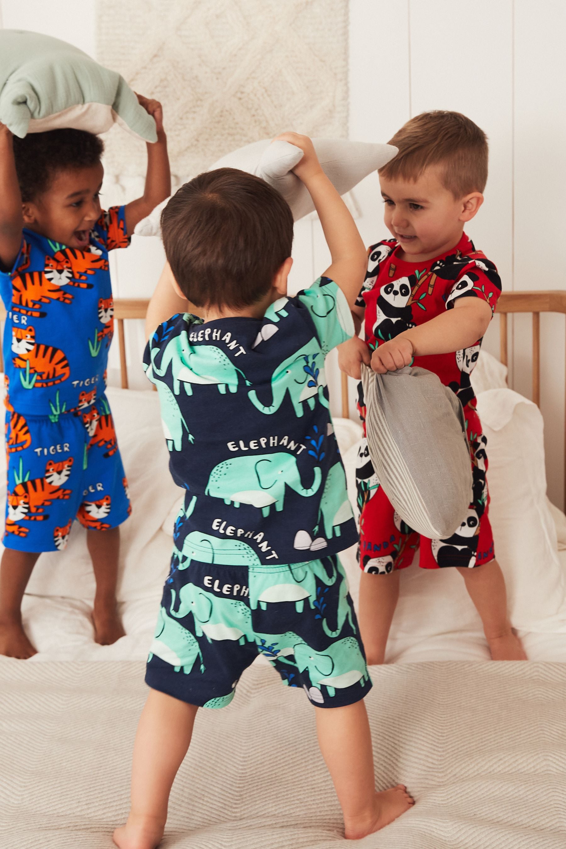 Multi Bright animals 3 Pack Short Pyjamas (9mths-10yrs)