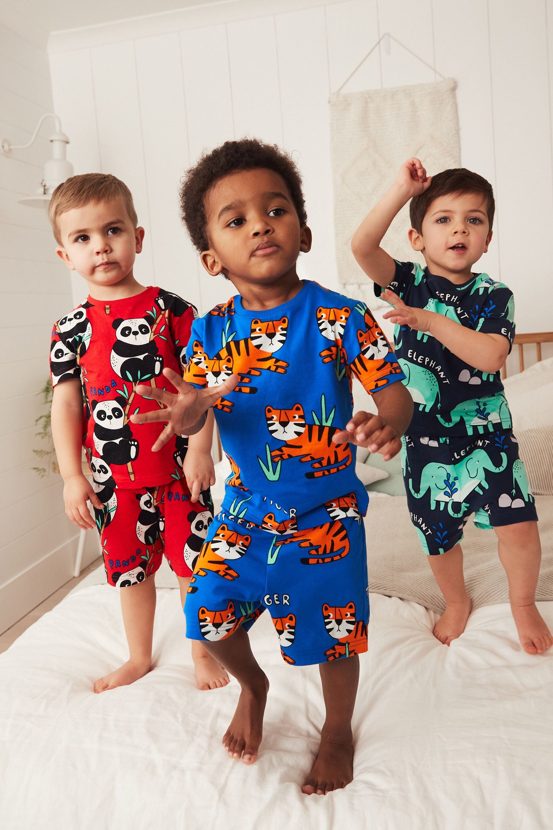 Multi Bright animals 3 Pack Short Pyjamas (9mths-10yrs)