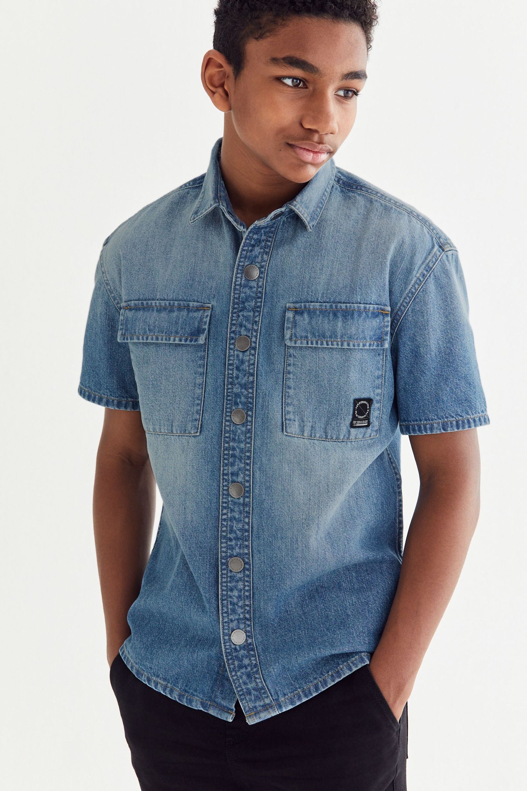 Blue Short Sleeve Denim Shirt (3-16yrs)