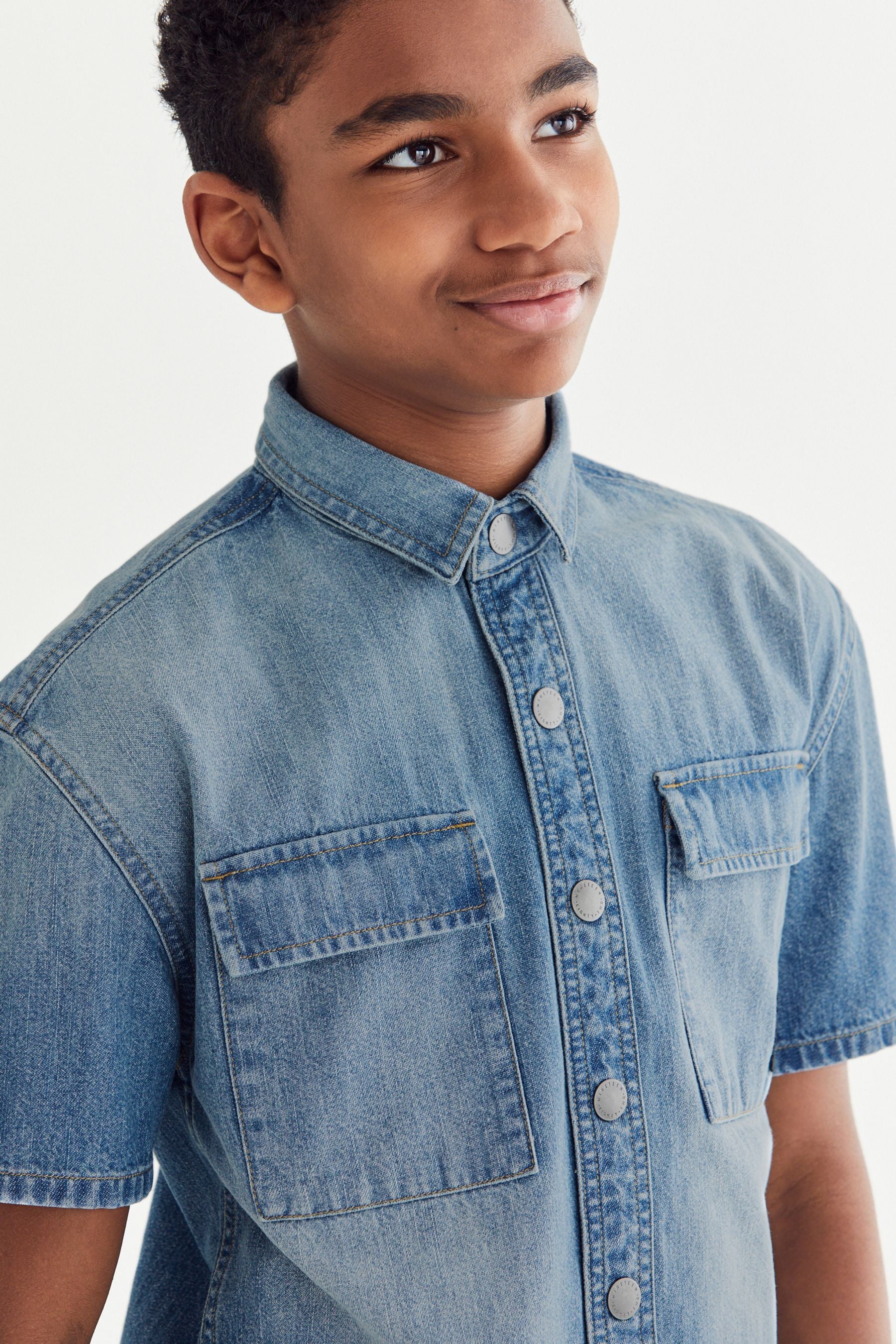 Blue Short Sleeve Denim Shirt (3-16yrs)