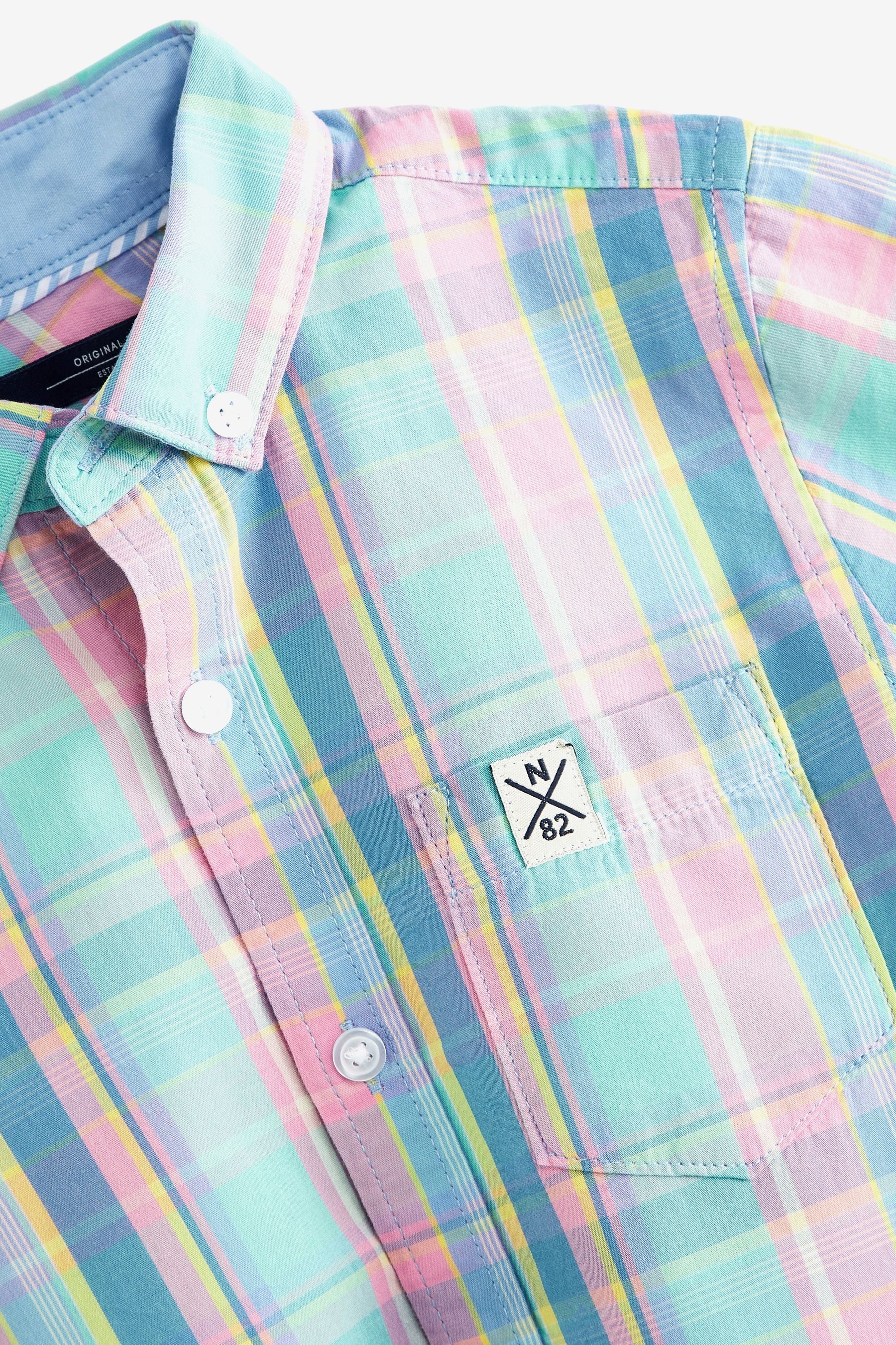 Blue/Pink Check Long Sleeve Shirt (3-16yrs)