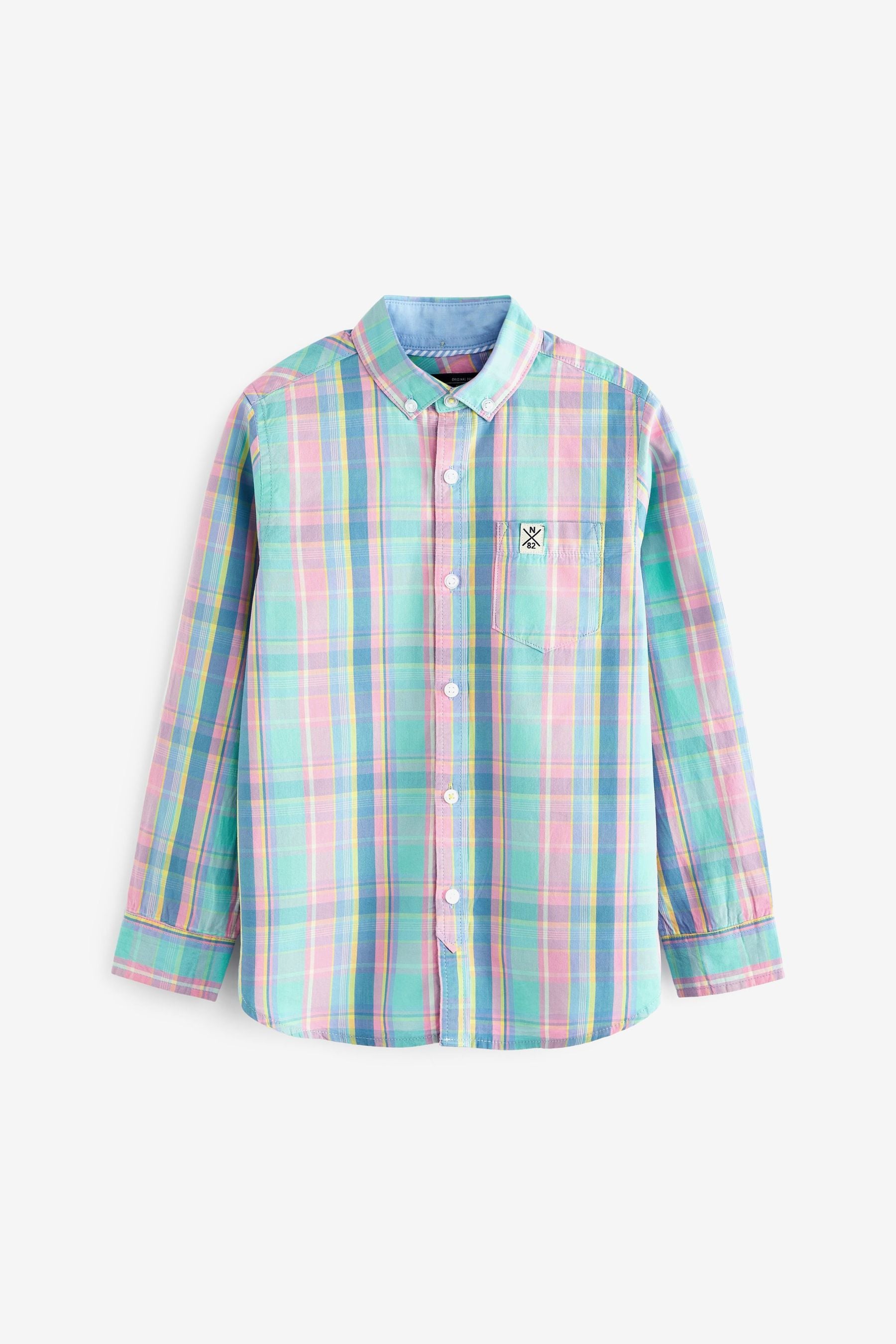 Blue/Pink Check Long Sleeve Shirt (3-16yrs)