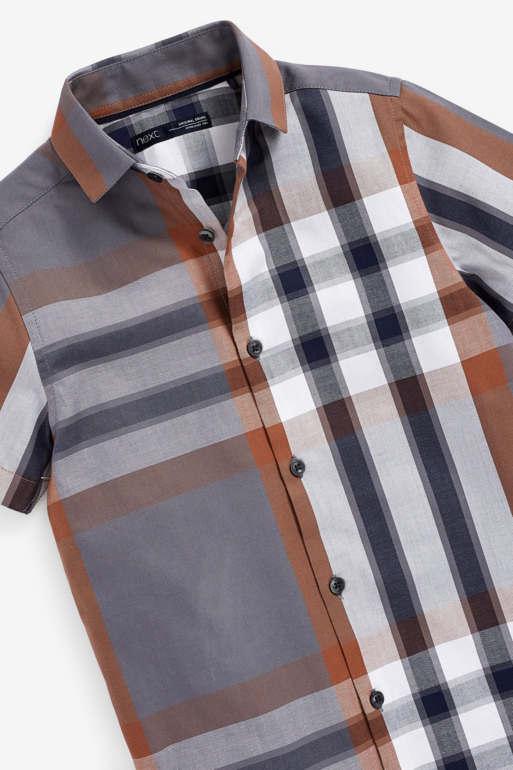 Grey Short Sleeve Check Shirt (3-16yrs)