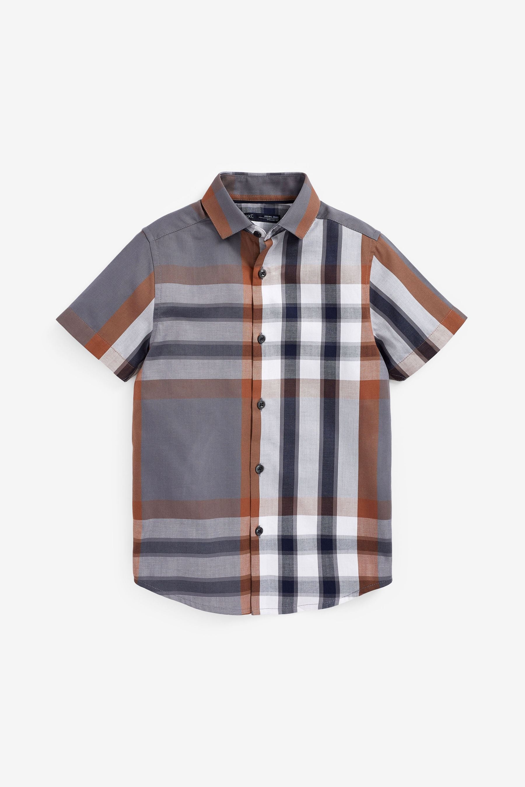 Grey Short Sleeve Check Shirt (3-16yrs)