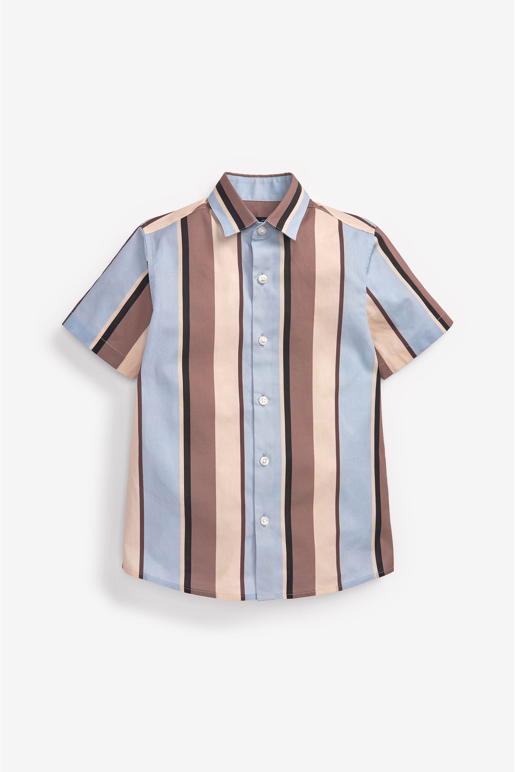 Neutral/Blue Stripe Short Sleeve Shirt (3-16yrs)