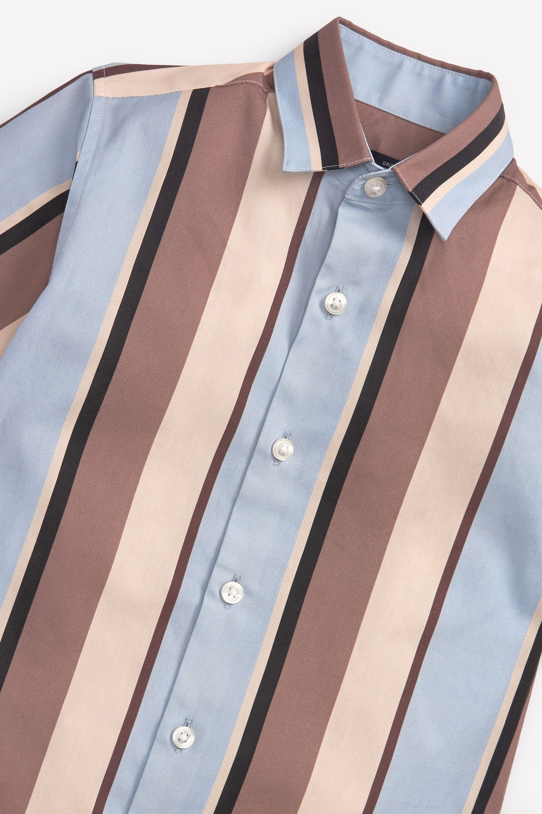 Neutral/Blue Stripe Short Sleeve Shirt (3-16yrs)