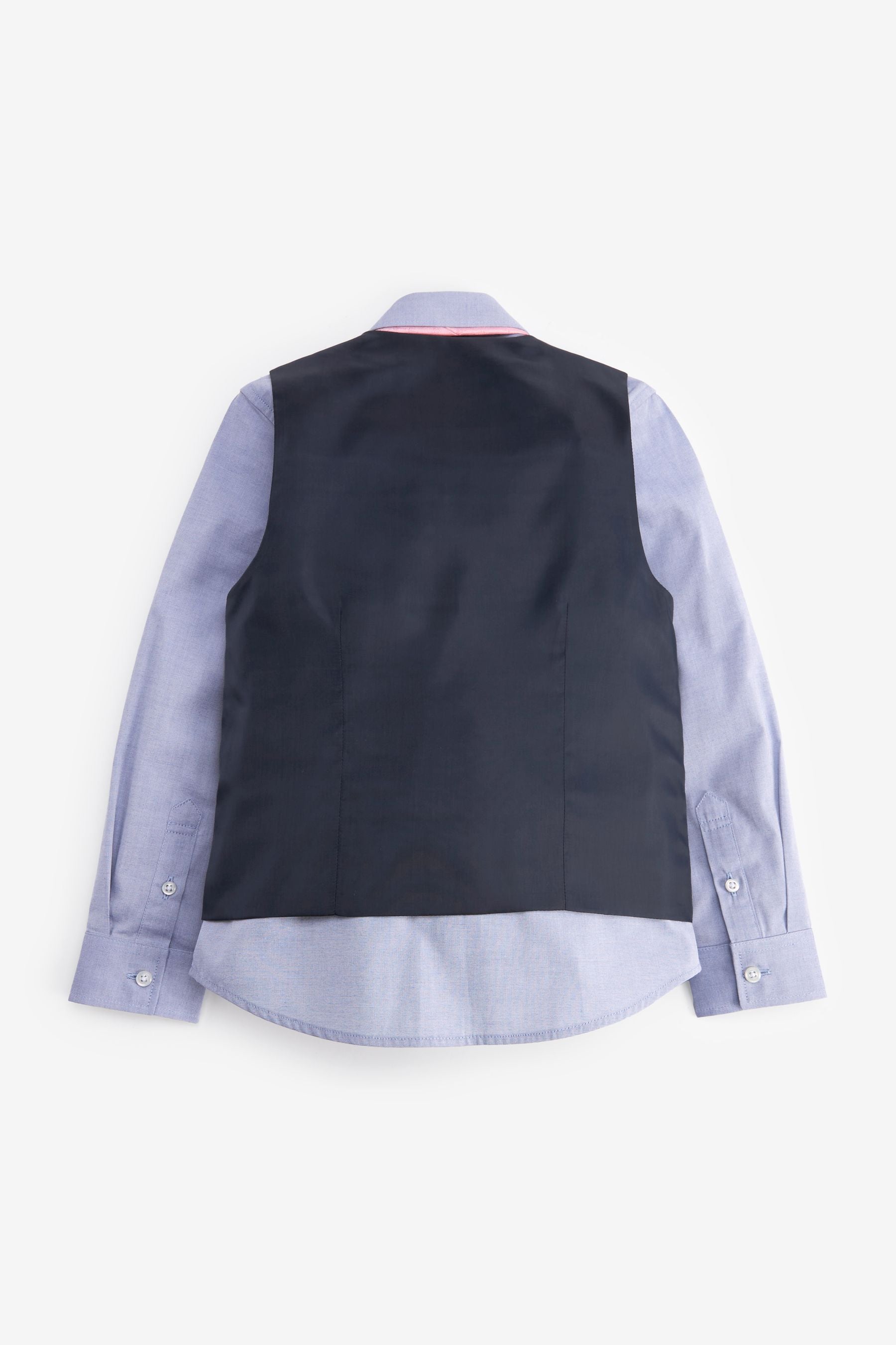 Blue Check Waistcoat, Blue Shirt & Tie Set Waistcoat (12mths-16yrs)