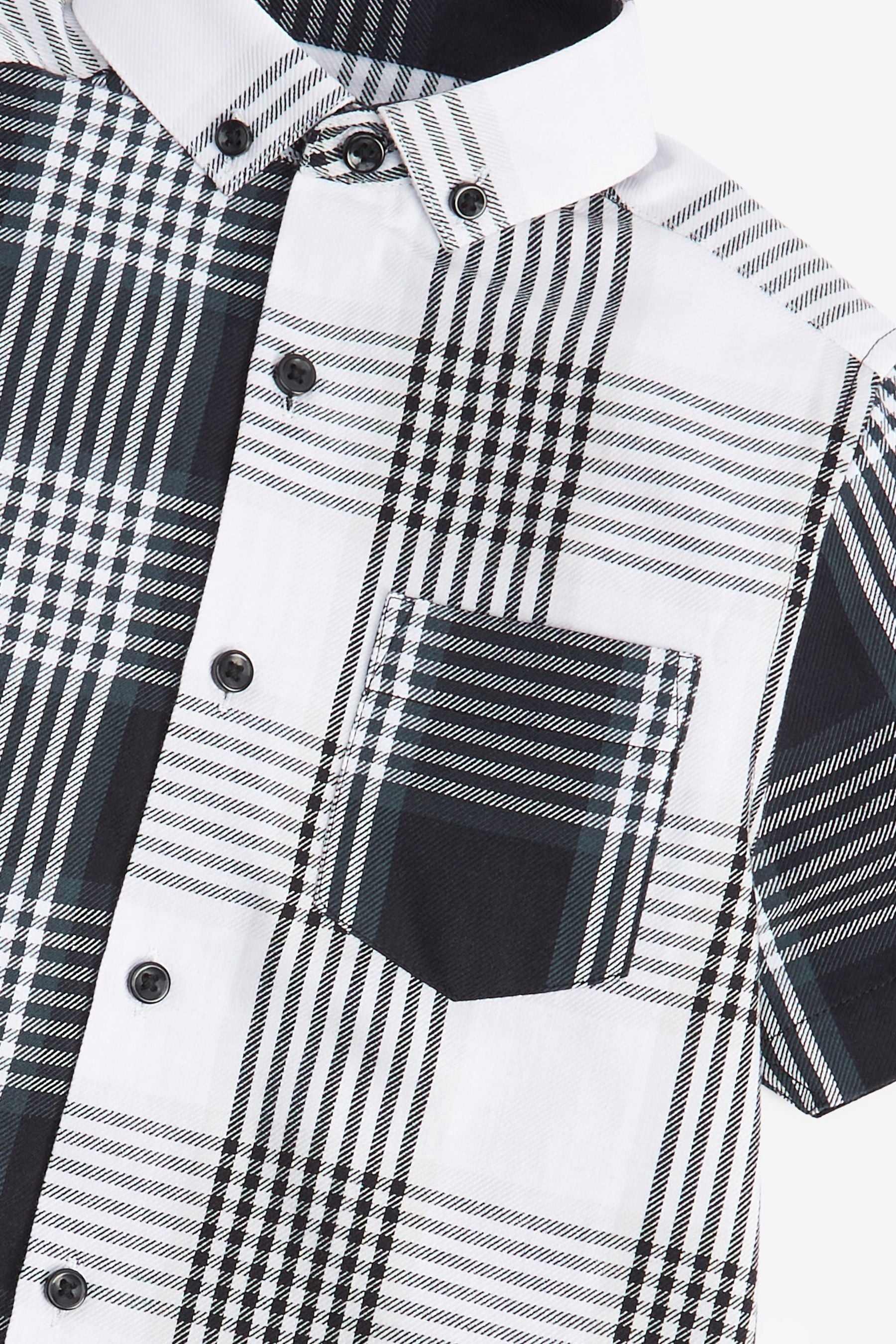 Black/White Short Sleeve Check Shirt (3-16yrs)