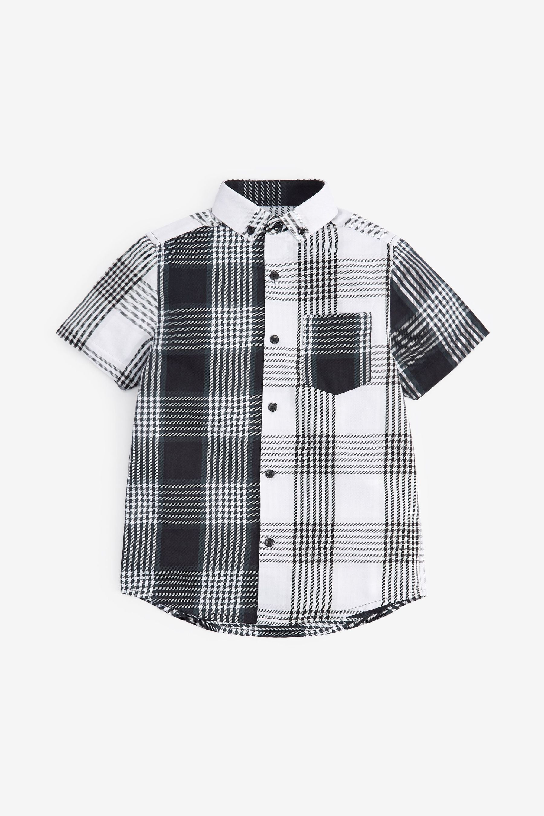 Black/White Short Sleeve Check Shirt (3-16yrs)