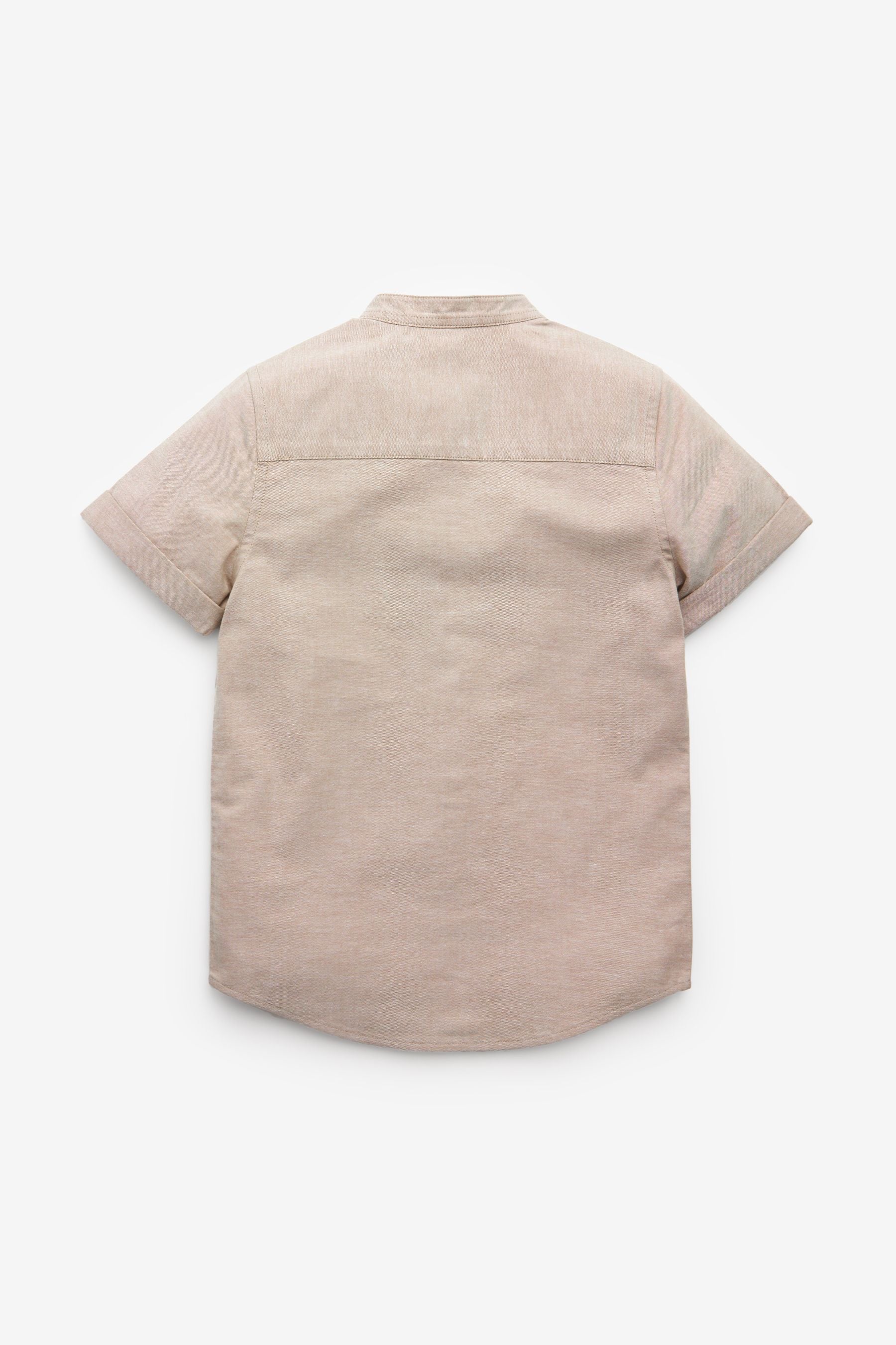 Neutral Short Sleeve Oxford Shirt With Grandad Collar (3-16yrs)