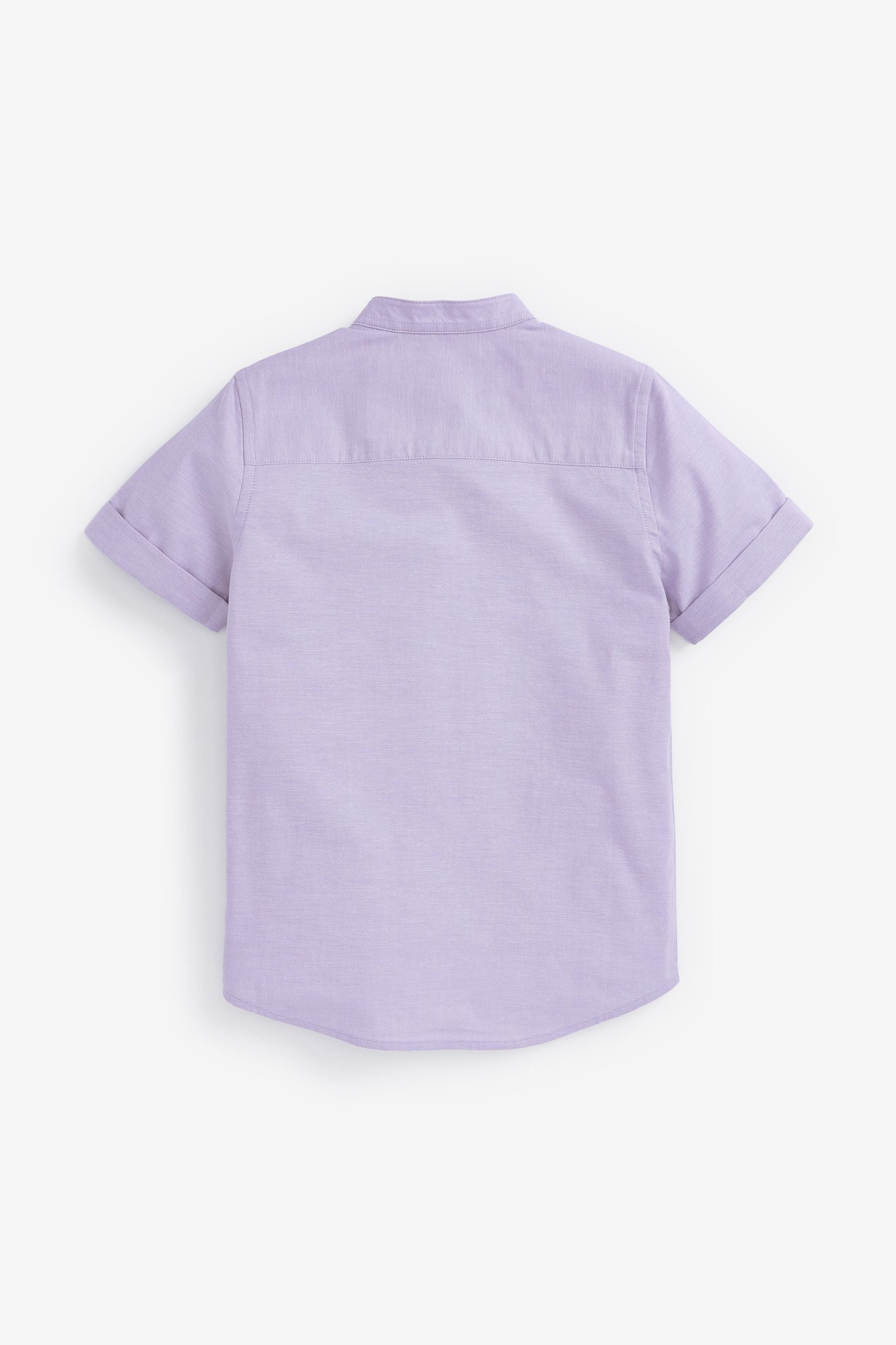 Lilac Purple Short Sleeve Oxford Shirt With Grandad Collar (3-16yrs)