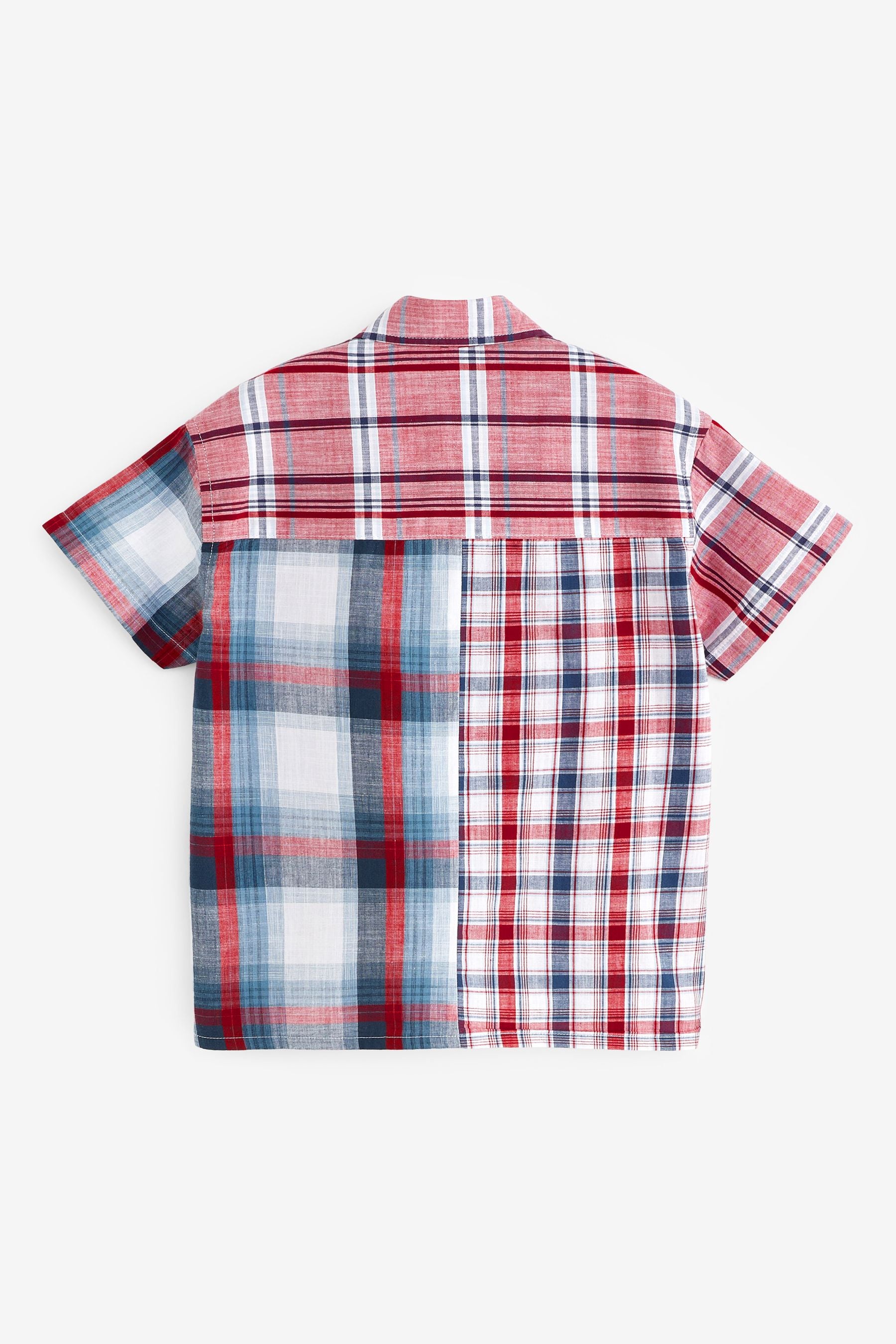 Red/Navy Blue Short Sleeve Check Shirt (3-16yrs)