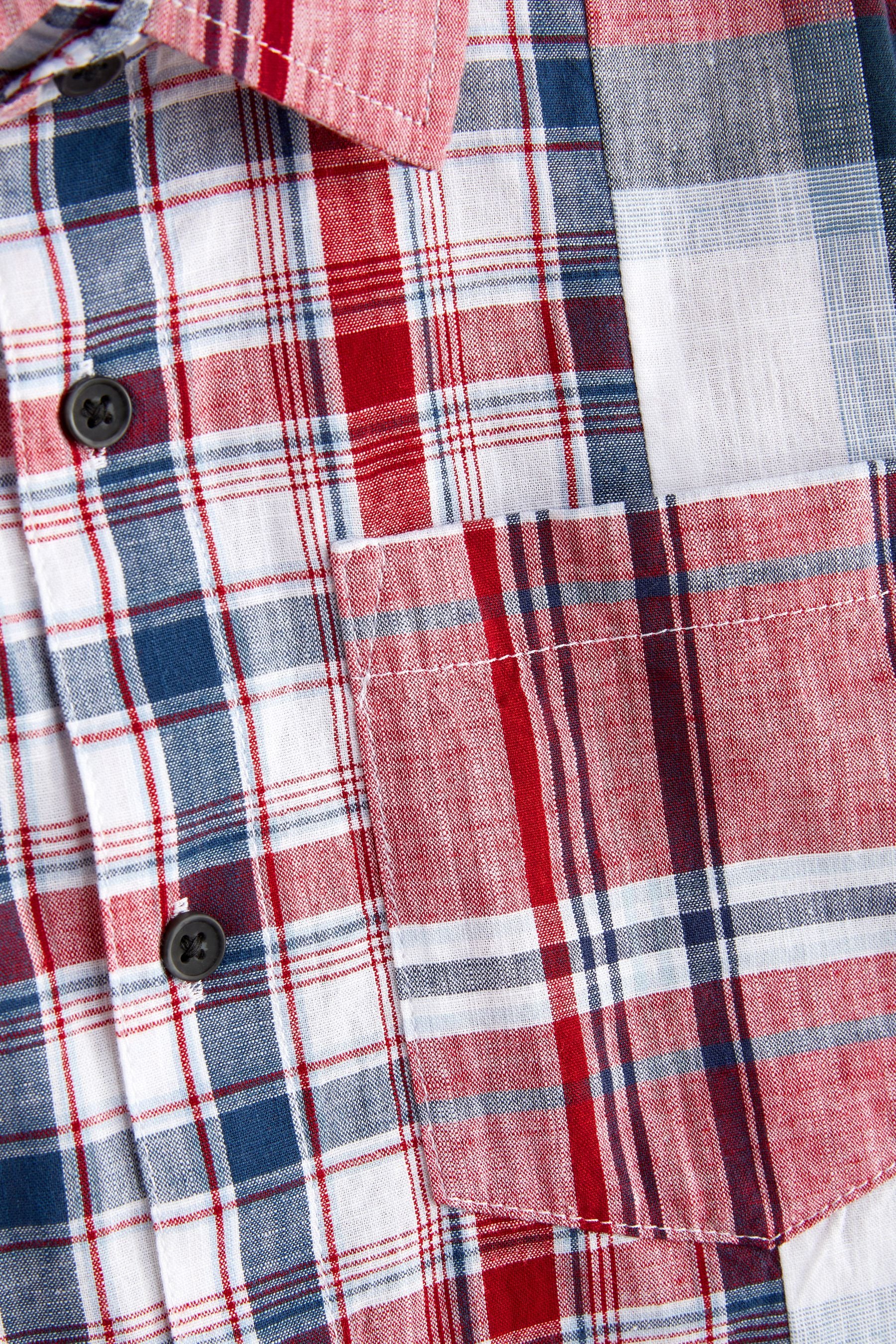 Red/Navy Blue Short Sleeve Check Shirt (3-16yrs)