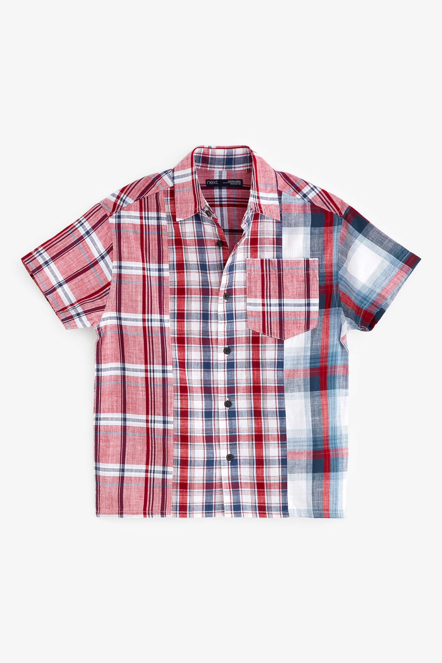 Red/Navy Blue Short Sleeve Check Shirt (3-16yrs)