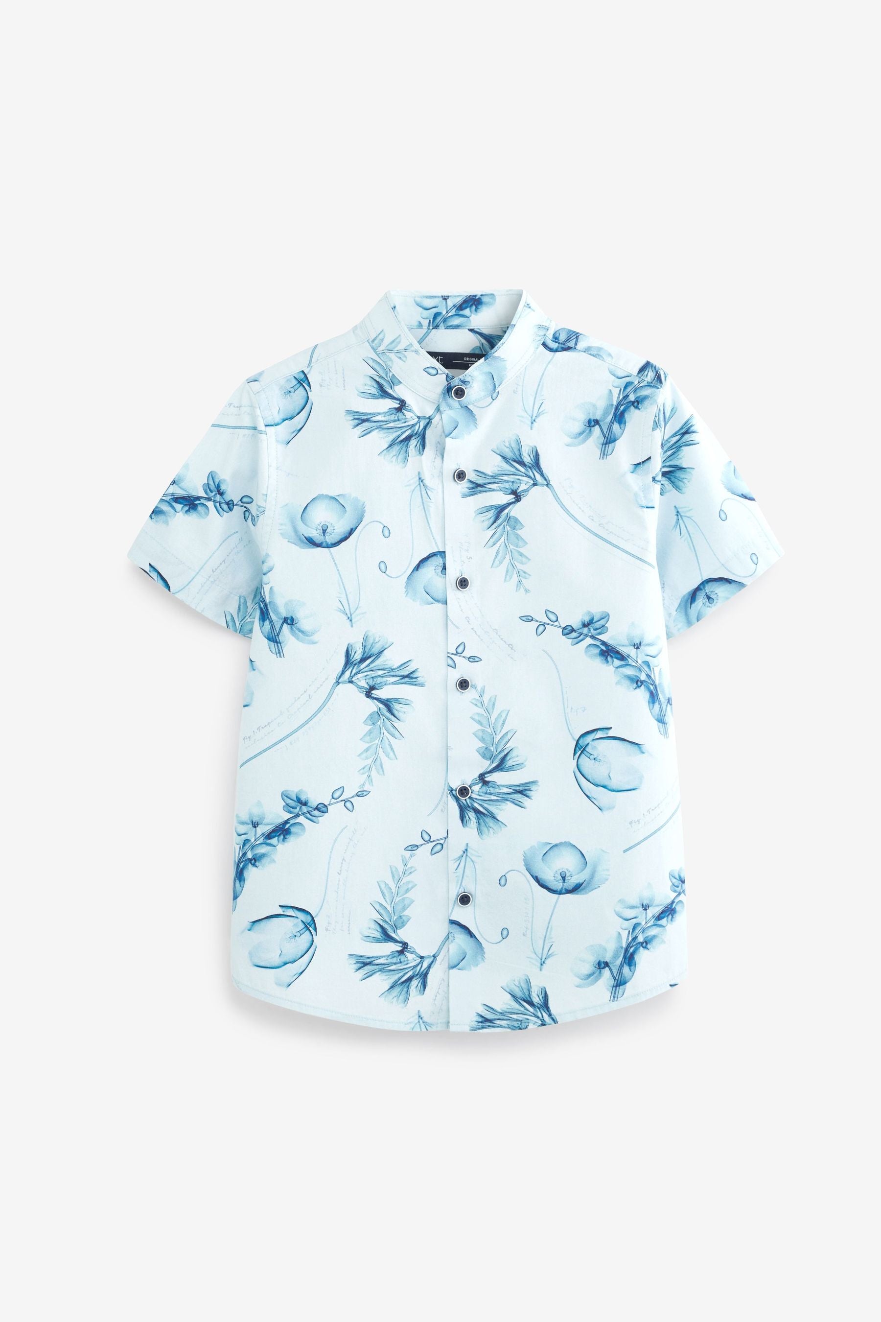 Blue Floral Short Sleeve Printed Shirt (3-16yrs)