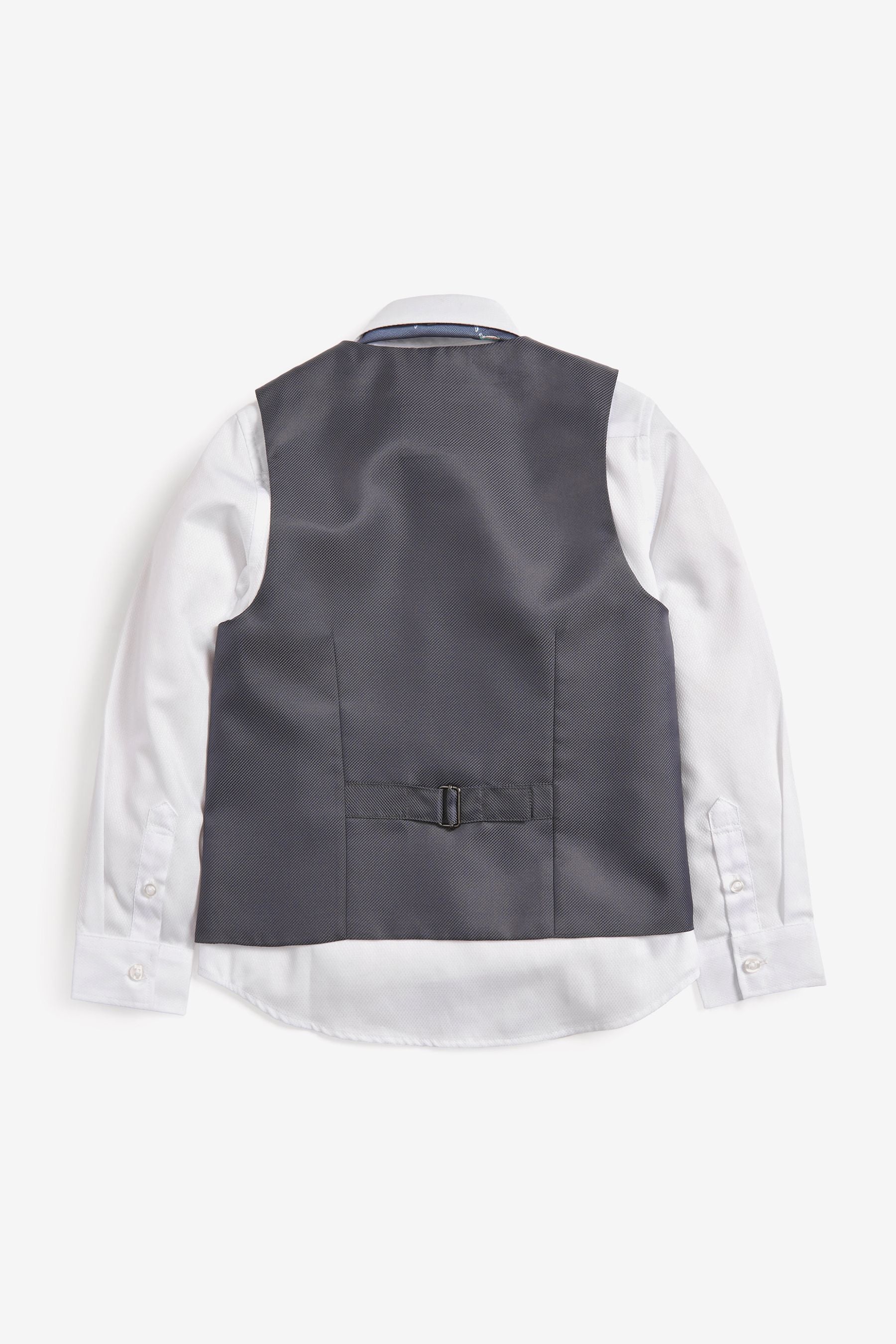 Grey Waistcoat, White Shirt & Tie Set Waistcoat (12mths-16yrs)