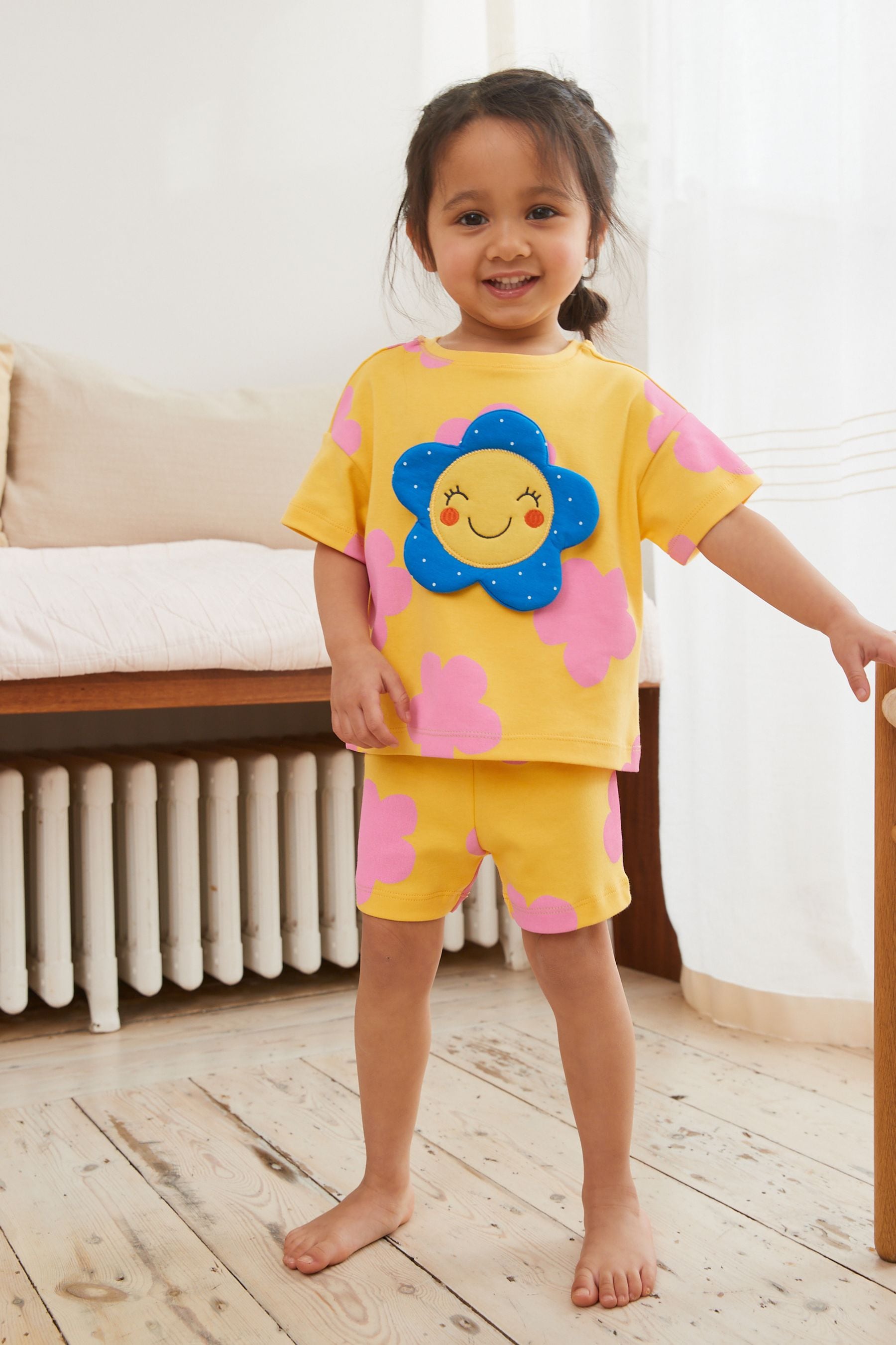 Yellow Jolly Flower Short Pyjamas 1 Packs (9mths-12yrs)