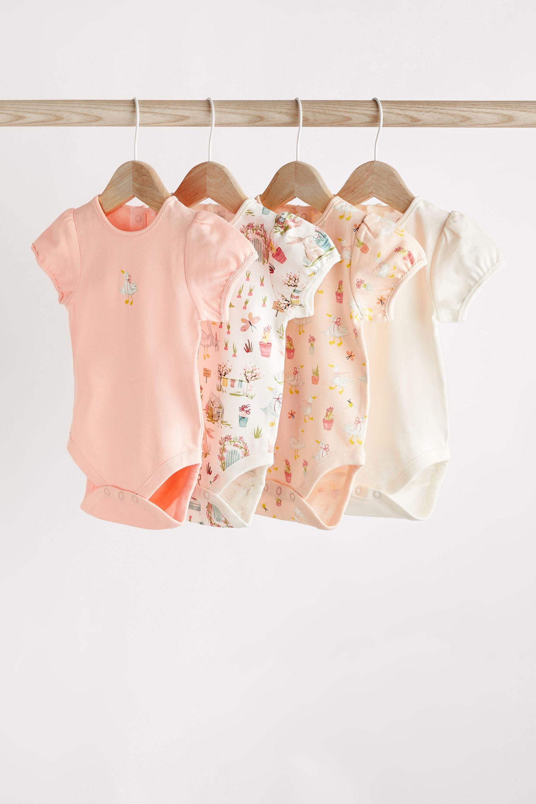 Pink Baby Short Sleeve Bodysuits 4 Pack