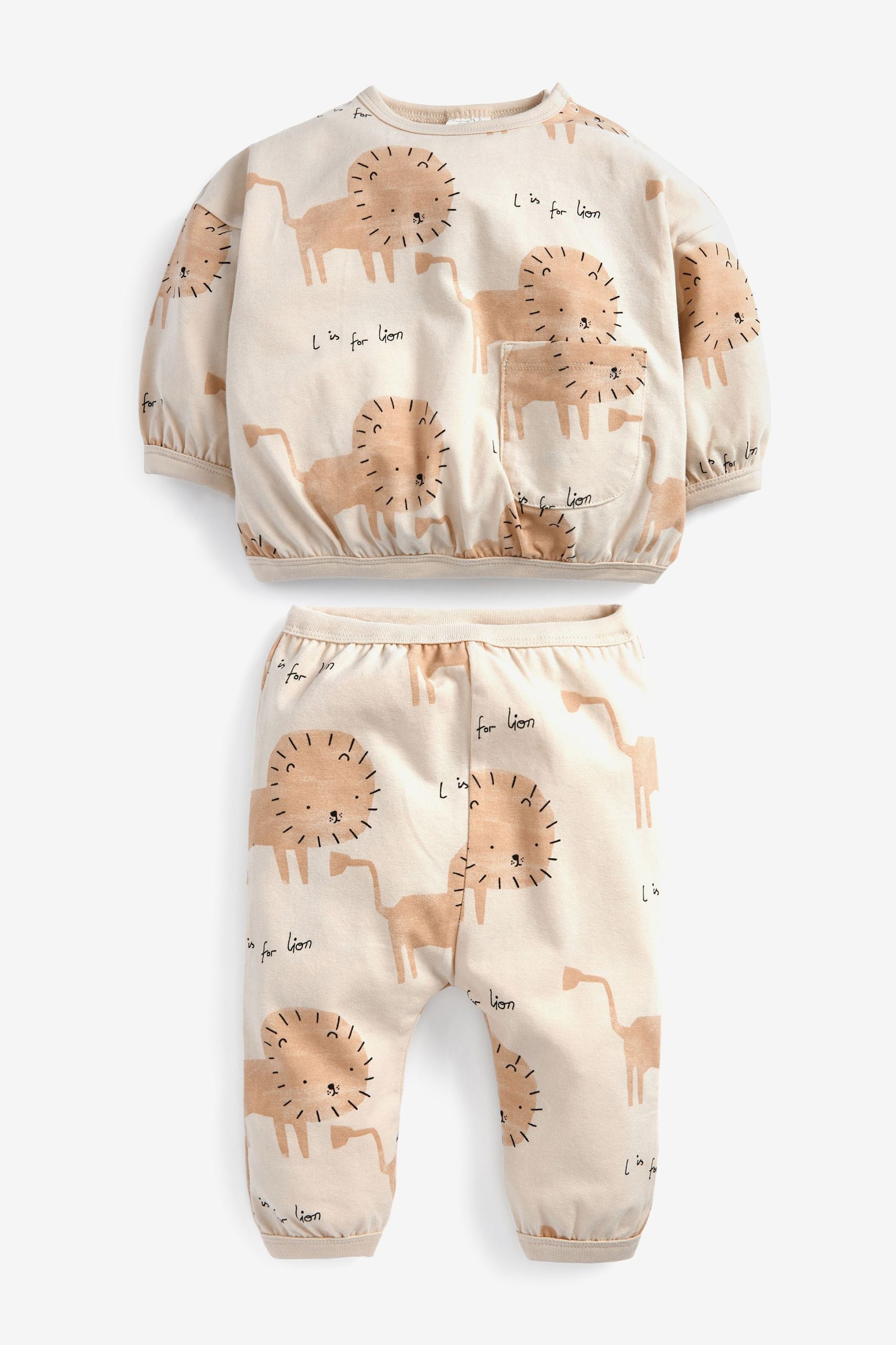 Brown Neutral Lion Baby Oversized T-Shirt And Joggers Set (0mths-2yrs)