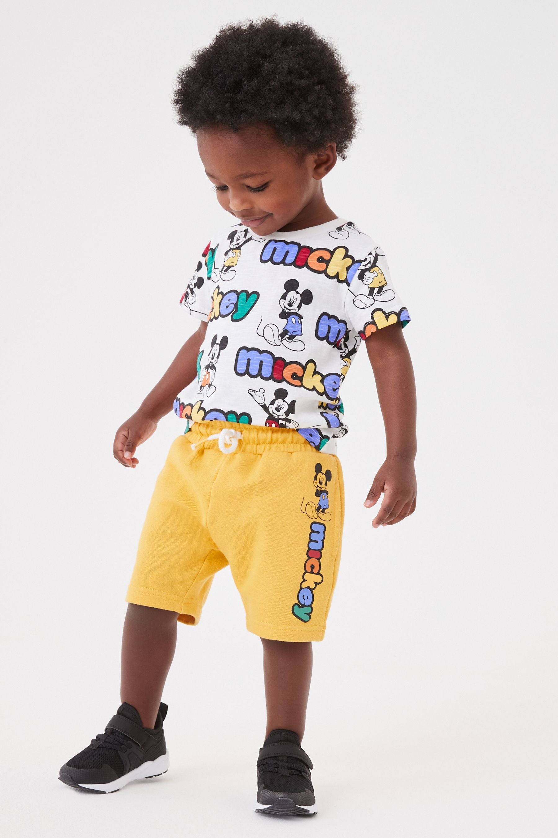 Yellow/White Mickey Mouse T-Shirt And Shorts Set (3mths-8yrs)