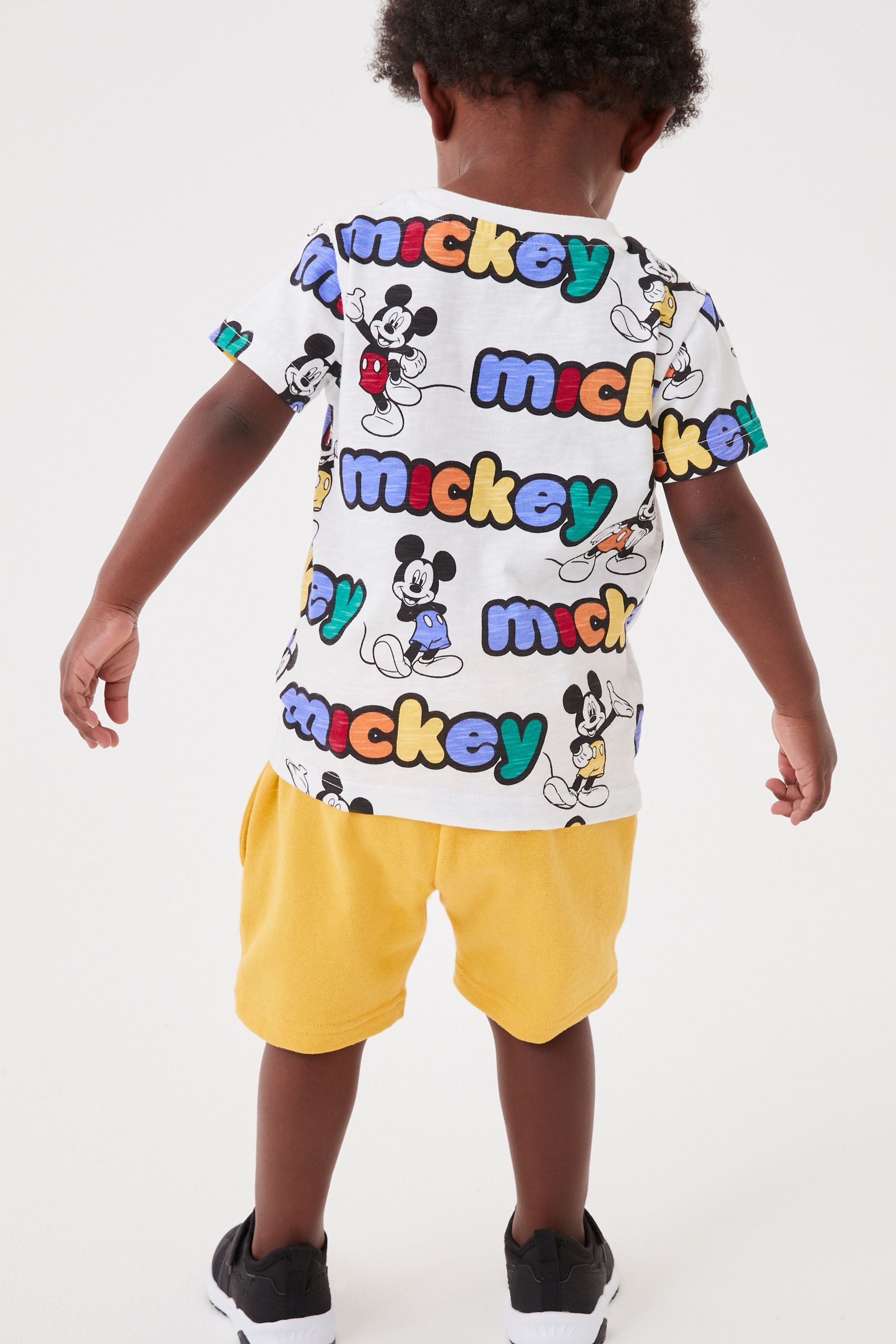 Yellow/White Mickey Mouse T-Shirt And Shorts Set (3mths-8yrs)