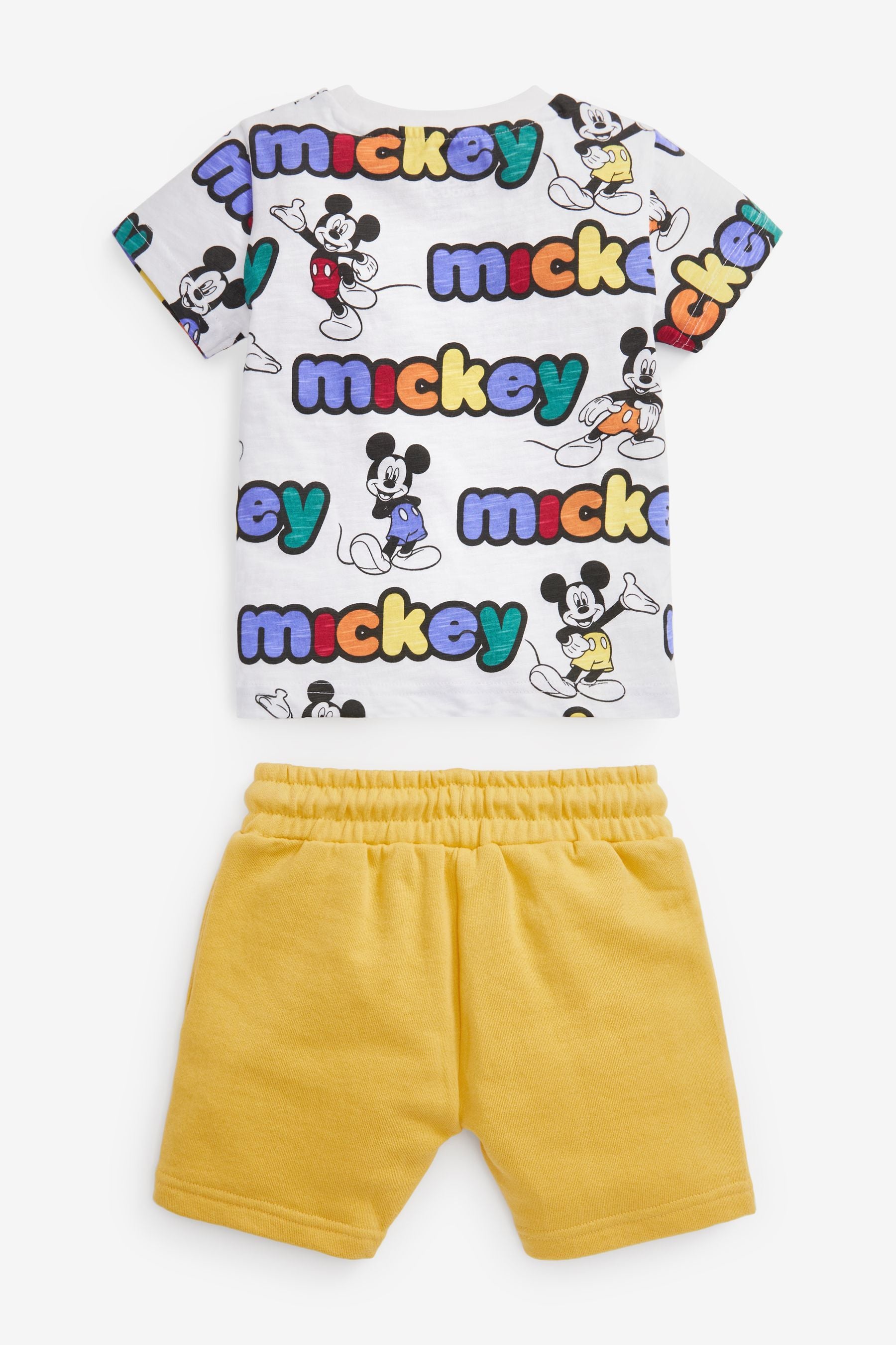 Yellow/White Mickey Mouse T-Shirt And Shorts Set (3mths-8yrs)