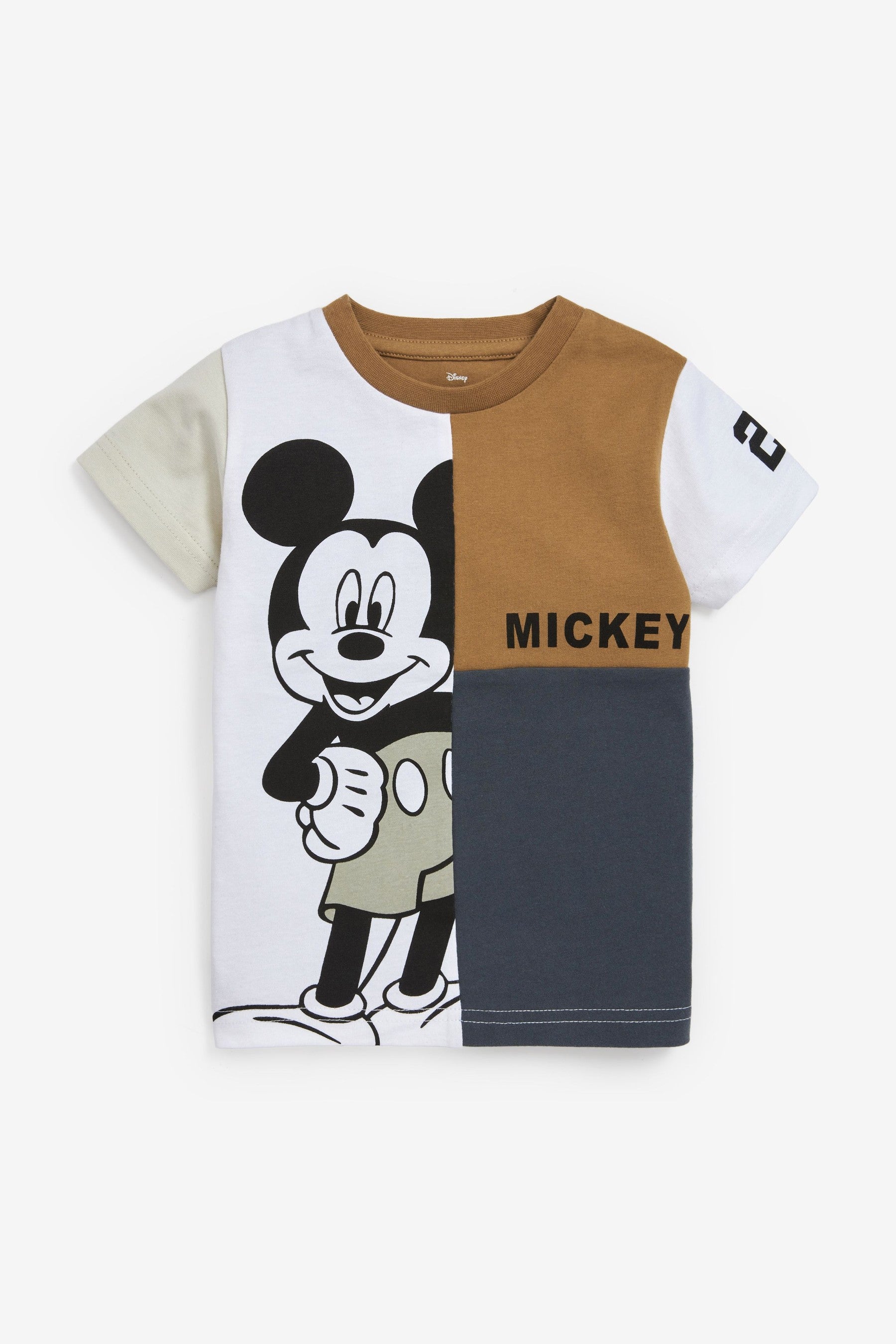 White/Tan Mickey Mouse Colourblock T-Shirt (3mths-8yrs)