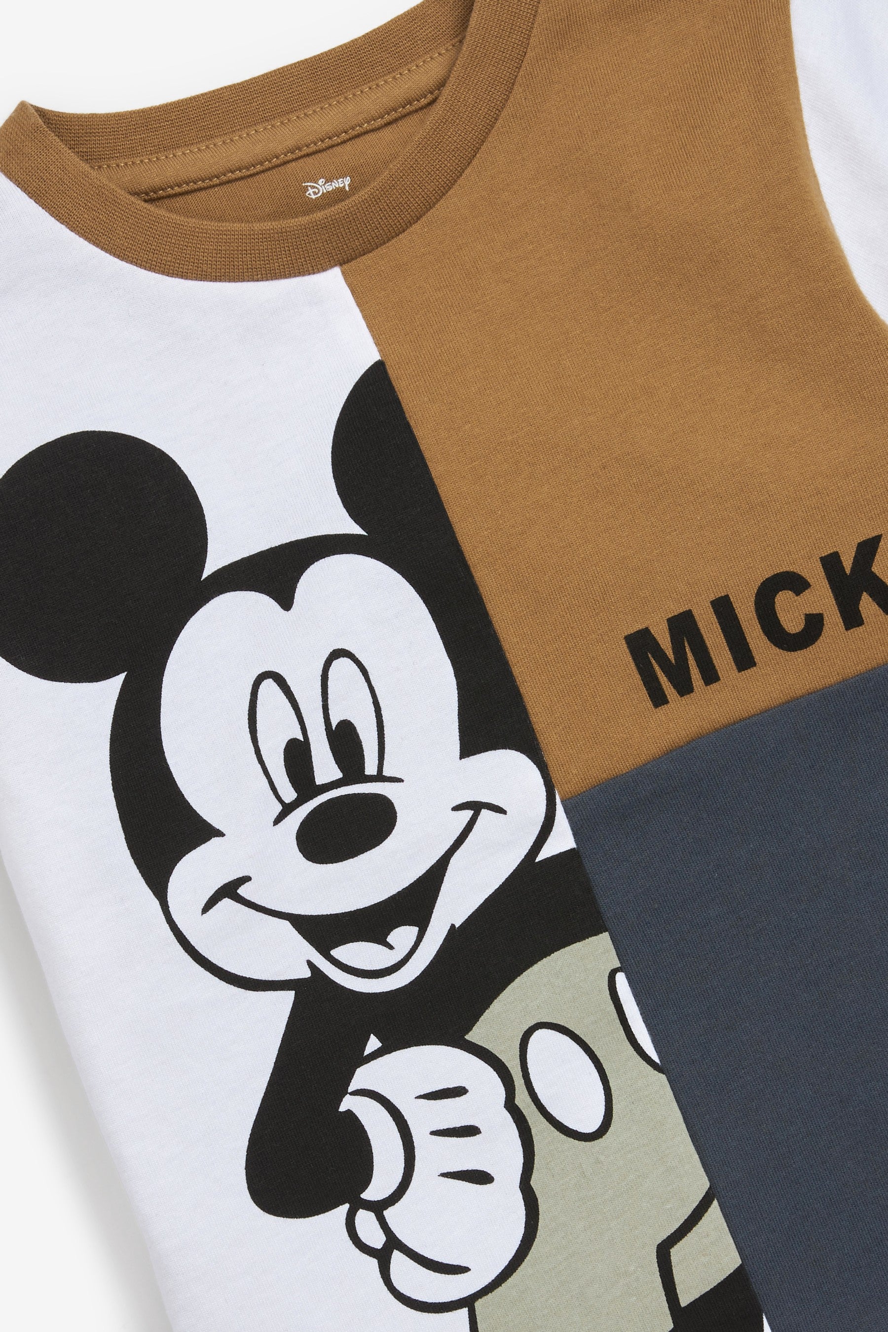 White/Tan Mickey Mouse Colourblock T-Shirt (3mths-8yrs)