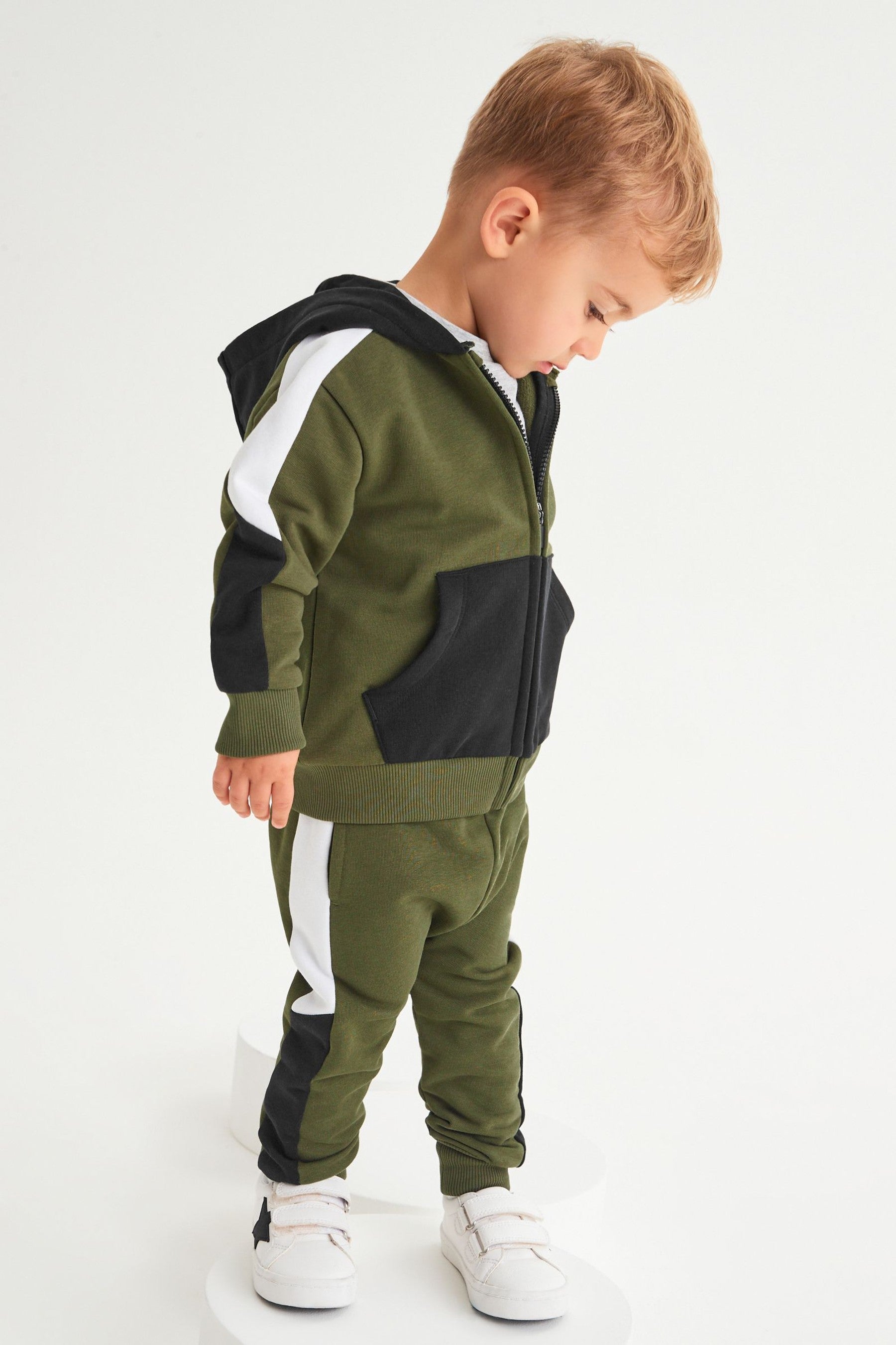 Green Set Colourblock Jersey Hoodie & Jogger Set (3mths-7yrs)