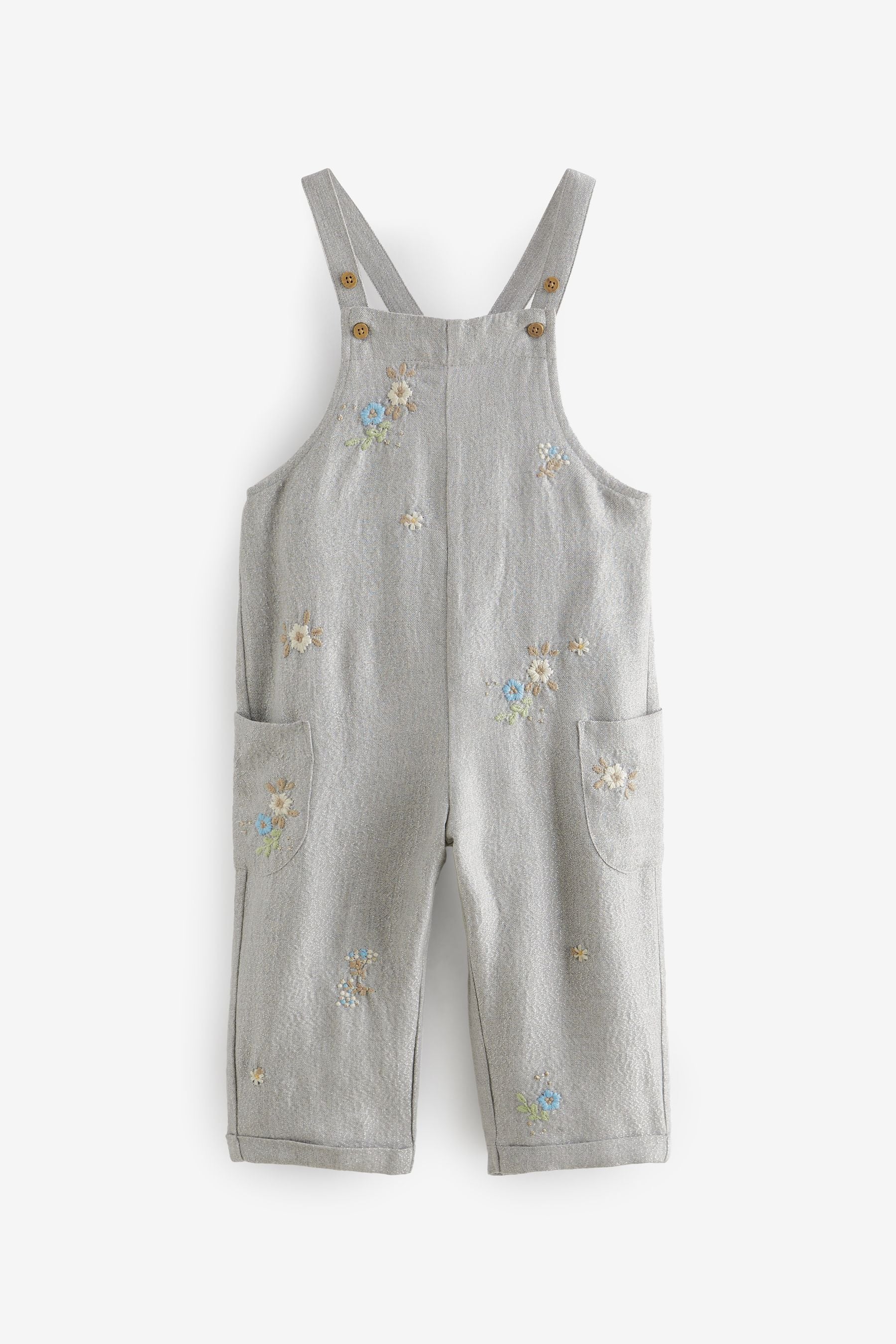 Grey Embroidered Dungarees (3mths-7yrs)