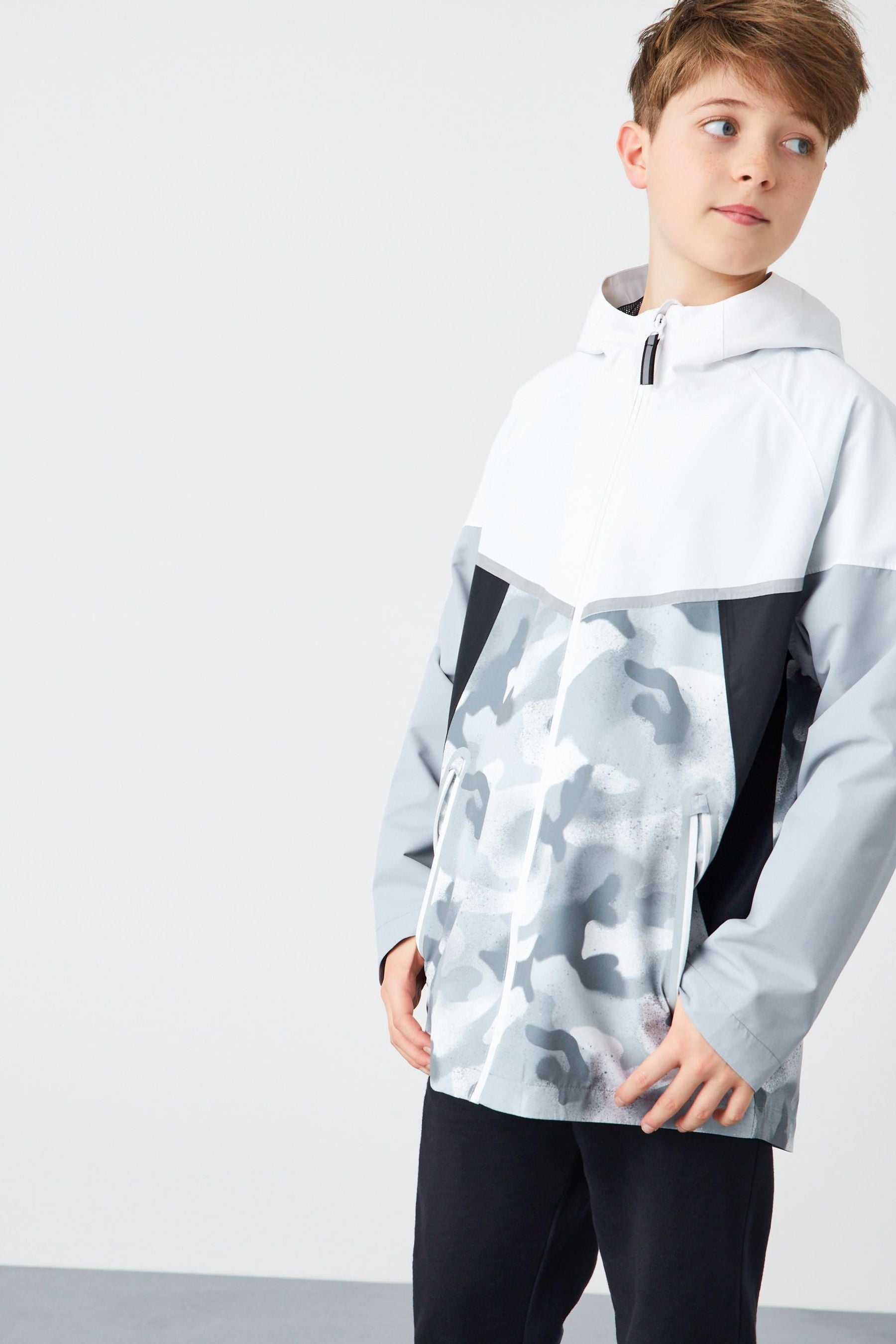 Monochrome Camo Waterproof Jacket (3-16yrs)