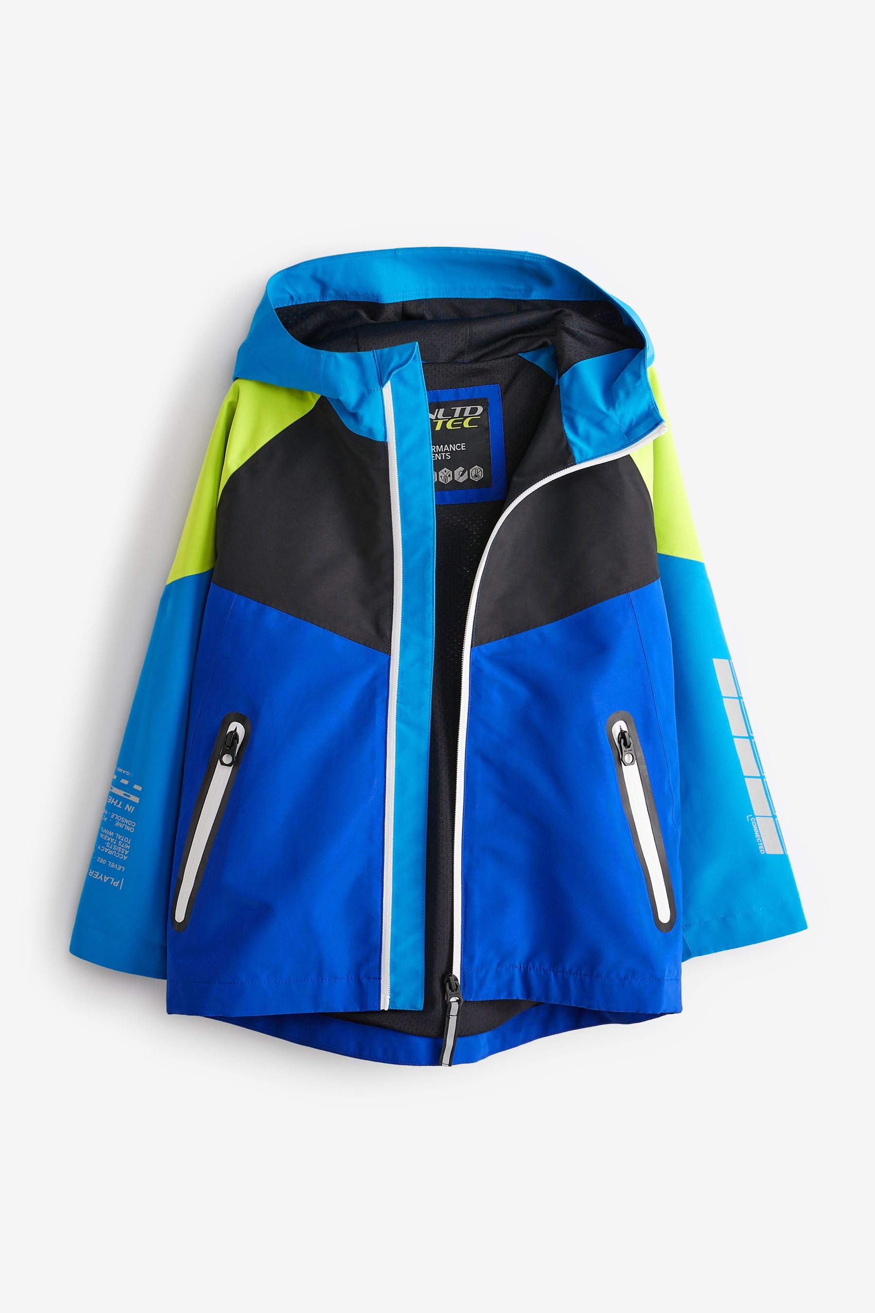 Blue Colourblock Waterproof Jacket (3-16yrs)