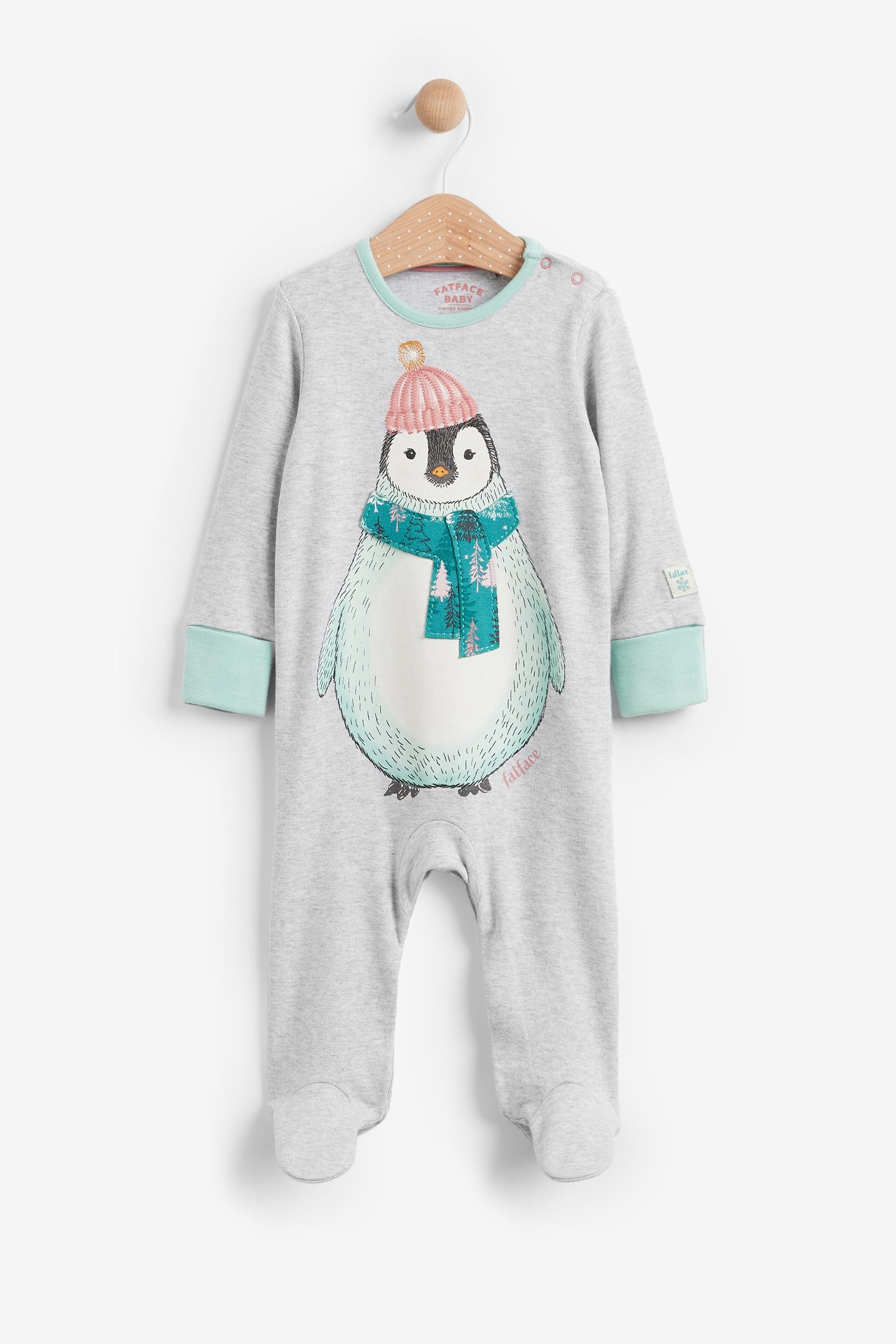 FatFace Baby Crew Penguin Sleepsuit And Hat Set