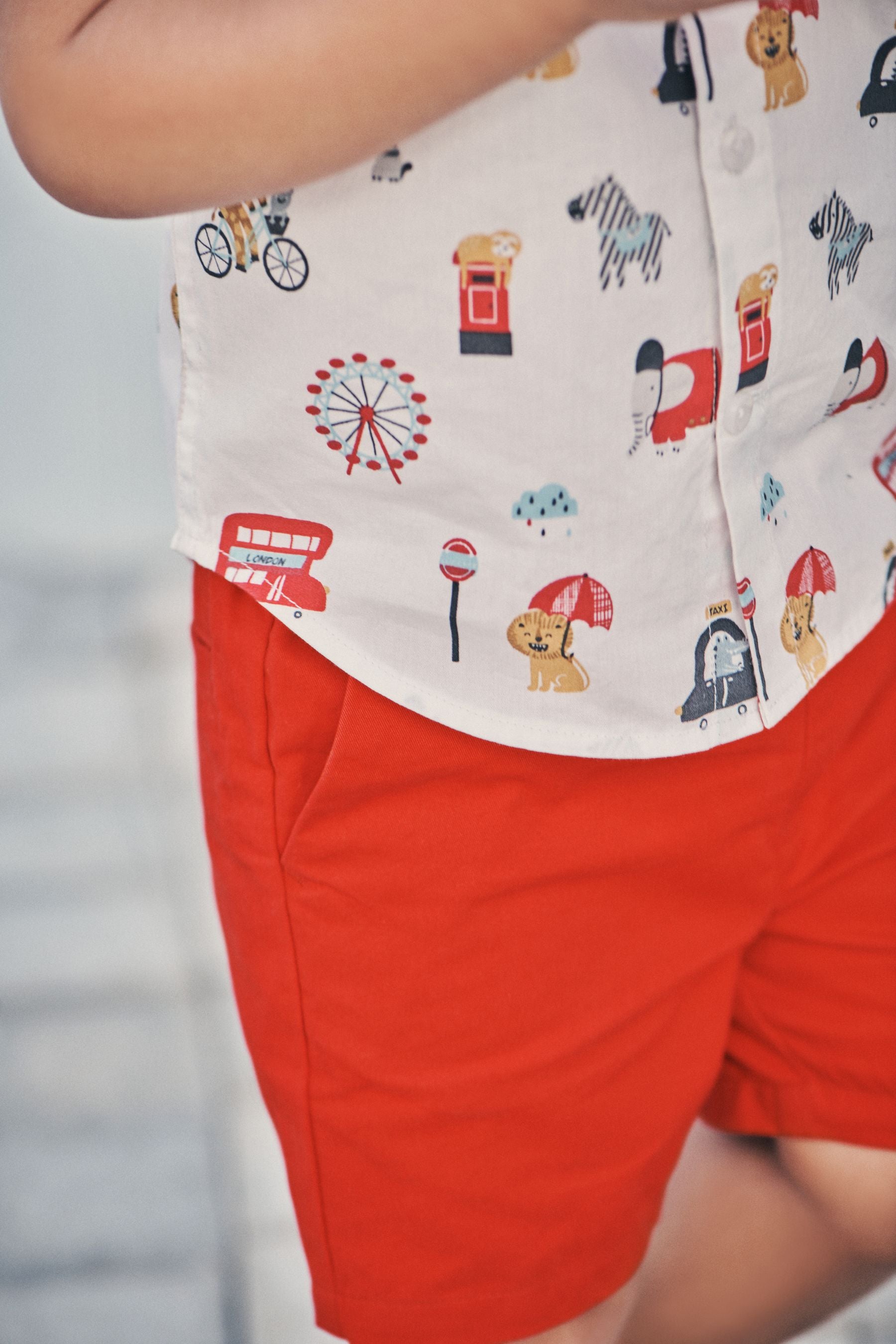 Red London Print Shirt & Shorts Set (3mths-7yrs)