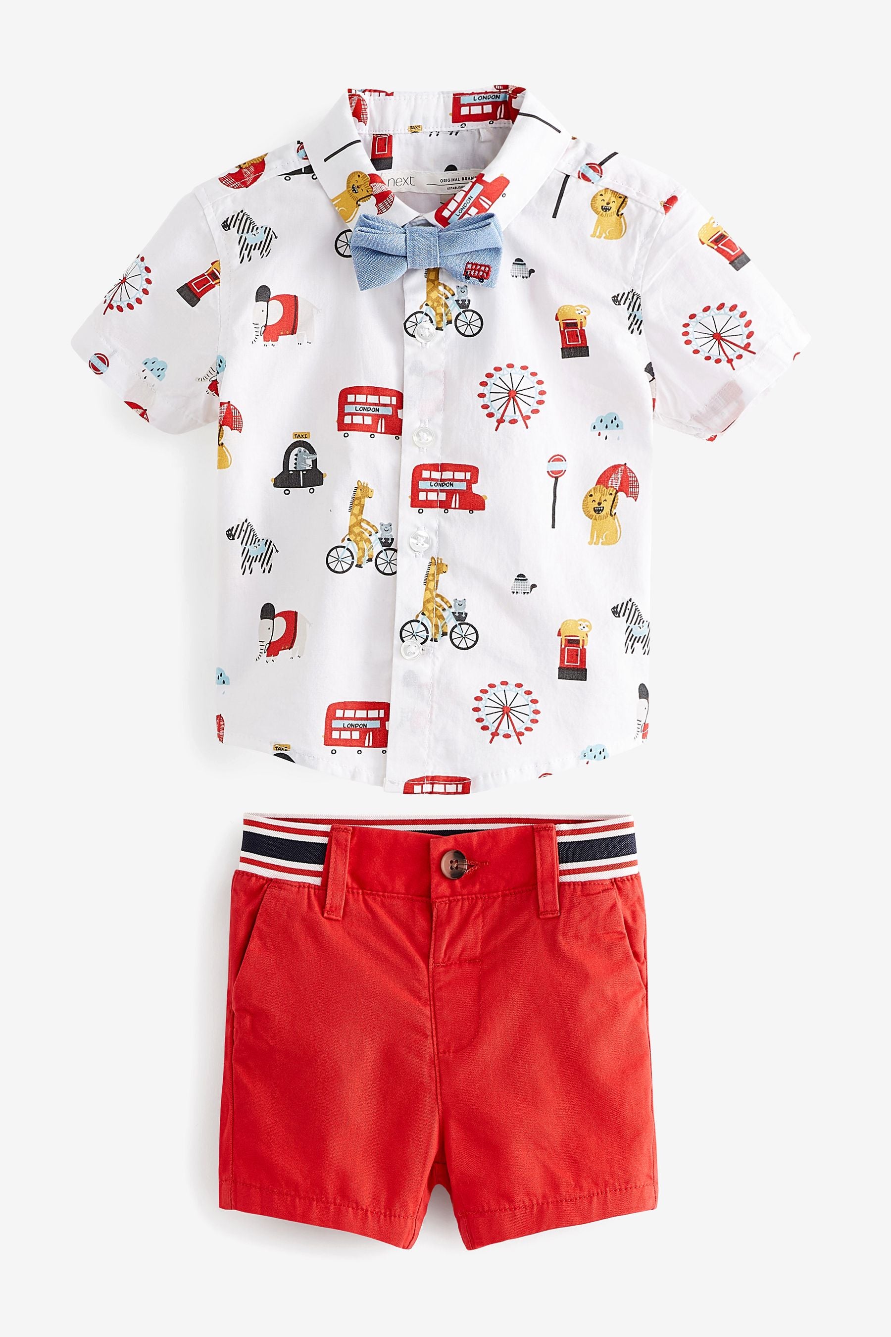 Red London Print Shirt & Shorts Set (3mths-7yrs)