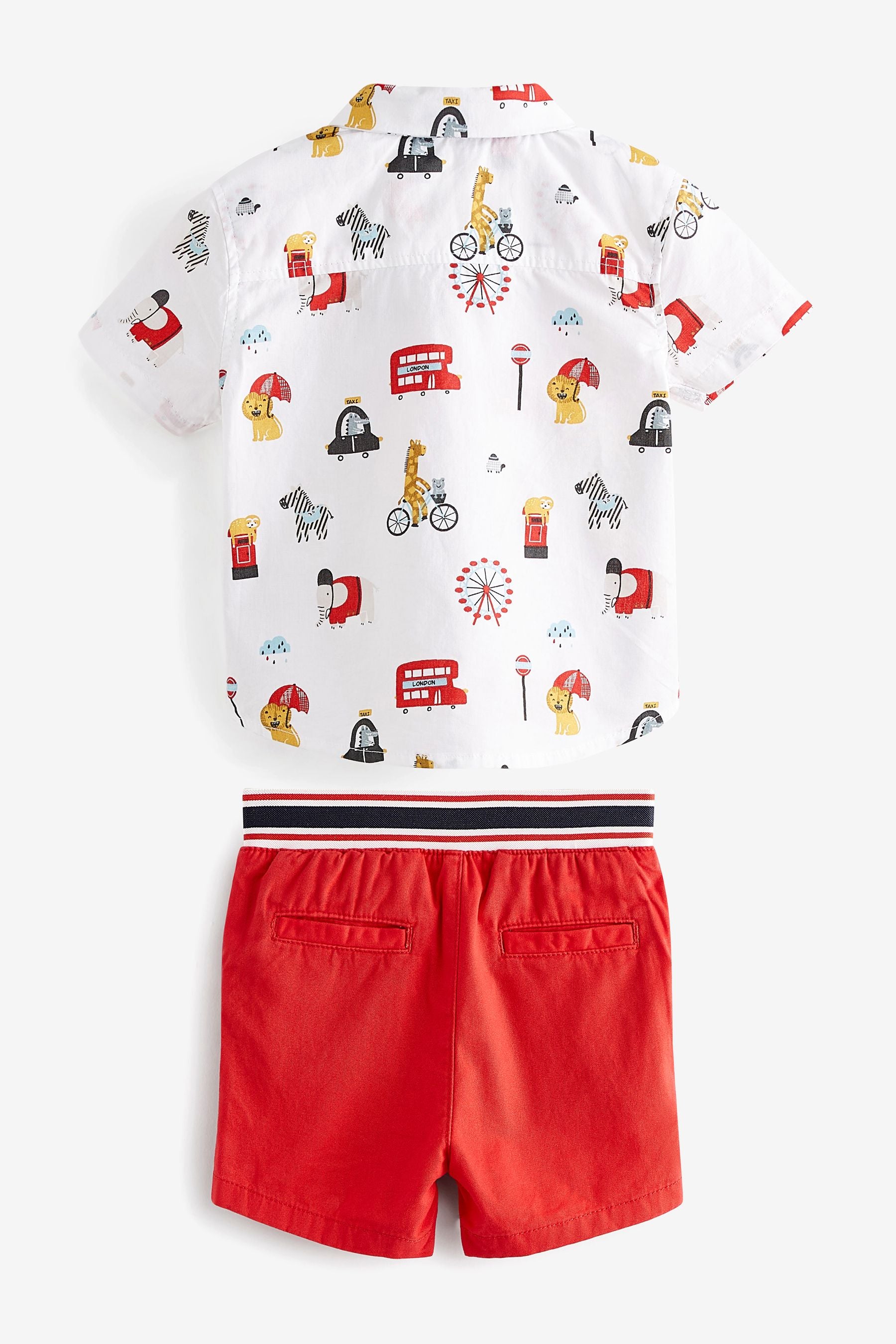 Red London Print Shirt & Shorts Set (3mths-7yrs)